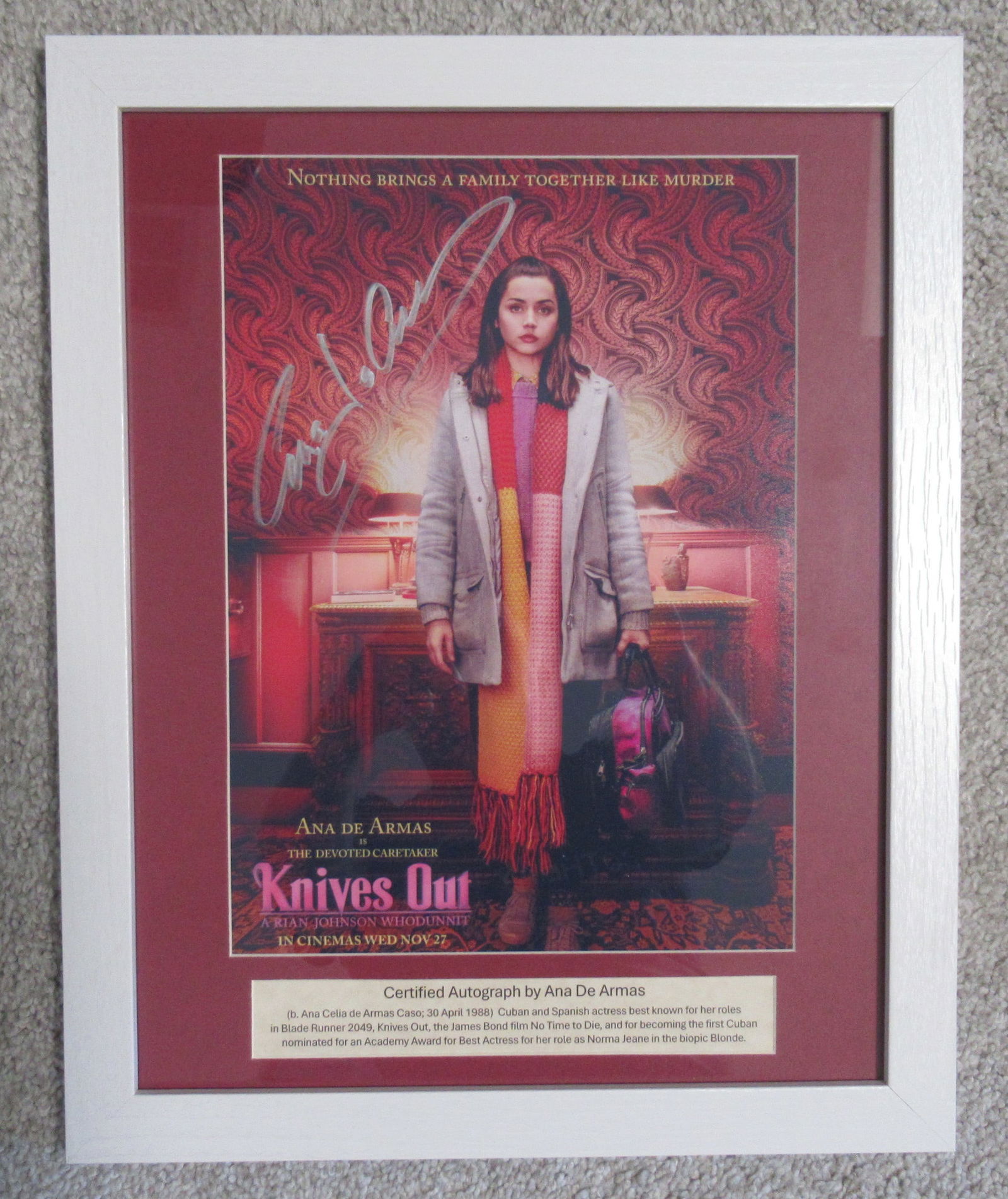 Ana de Armas KNIVES OUT (FRAMED) In Person Signed Photo (1 of 2)