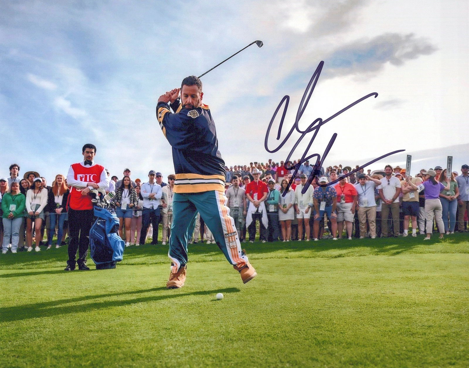 Adam Sandler HAPPY GILMORE 2 In Person Signed Photo: Photo size is 8x10. Adam Sandler in person signed photo from the movie HAPPY GILMORE 2. Adam Sandler as the character Happy Gilmore.