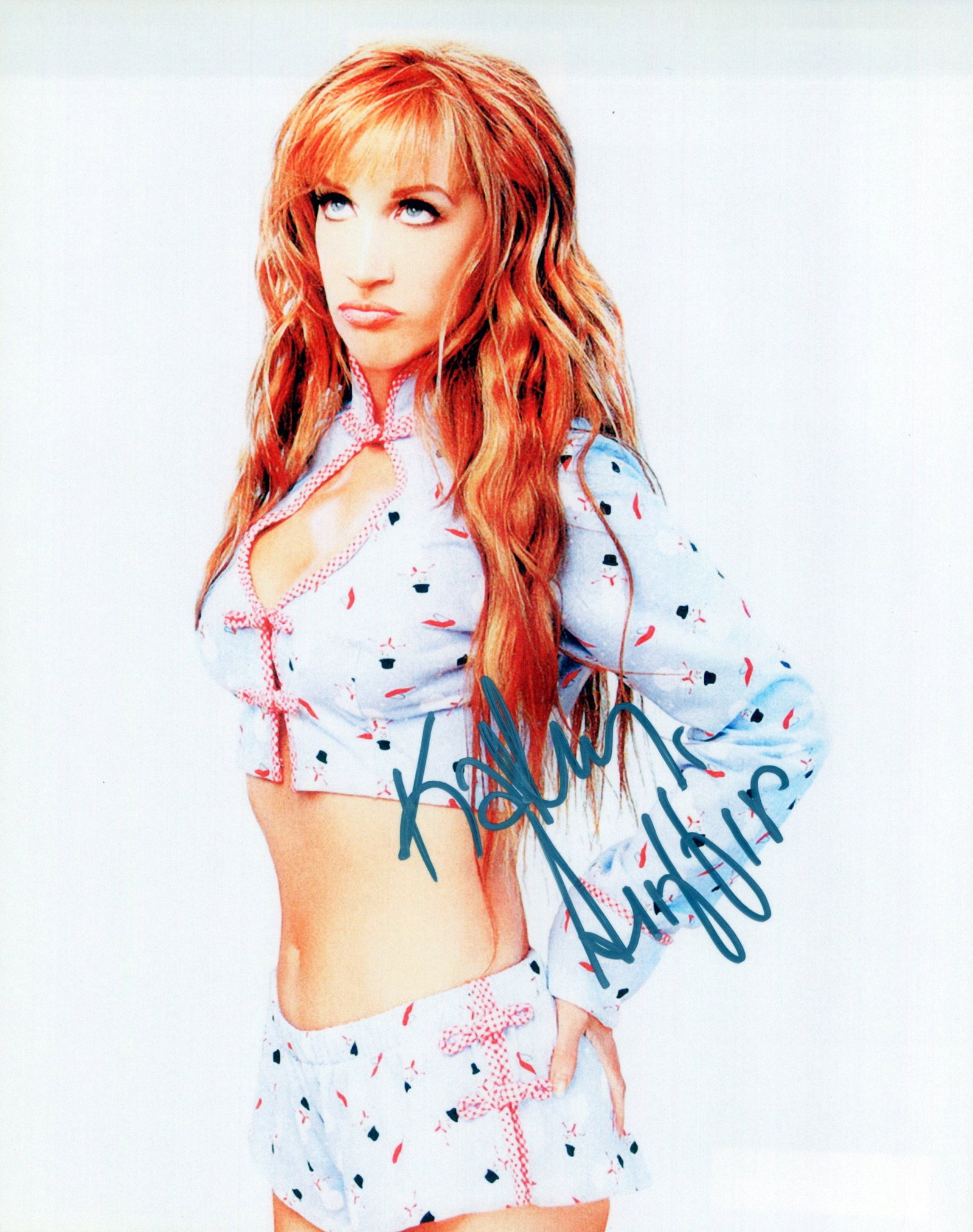 Kathy Griffin COMEDIAN In Person Signed Photo: Photo size is 8x10. Kathy Griffin in person signed photo. Kathy Griffin is an American comedian and actress who has starred in television comedy specials and has released comedy albums. In 2007 and 20