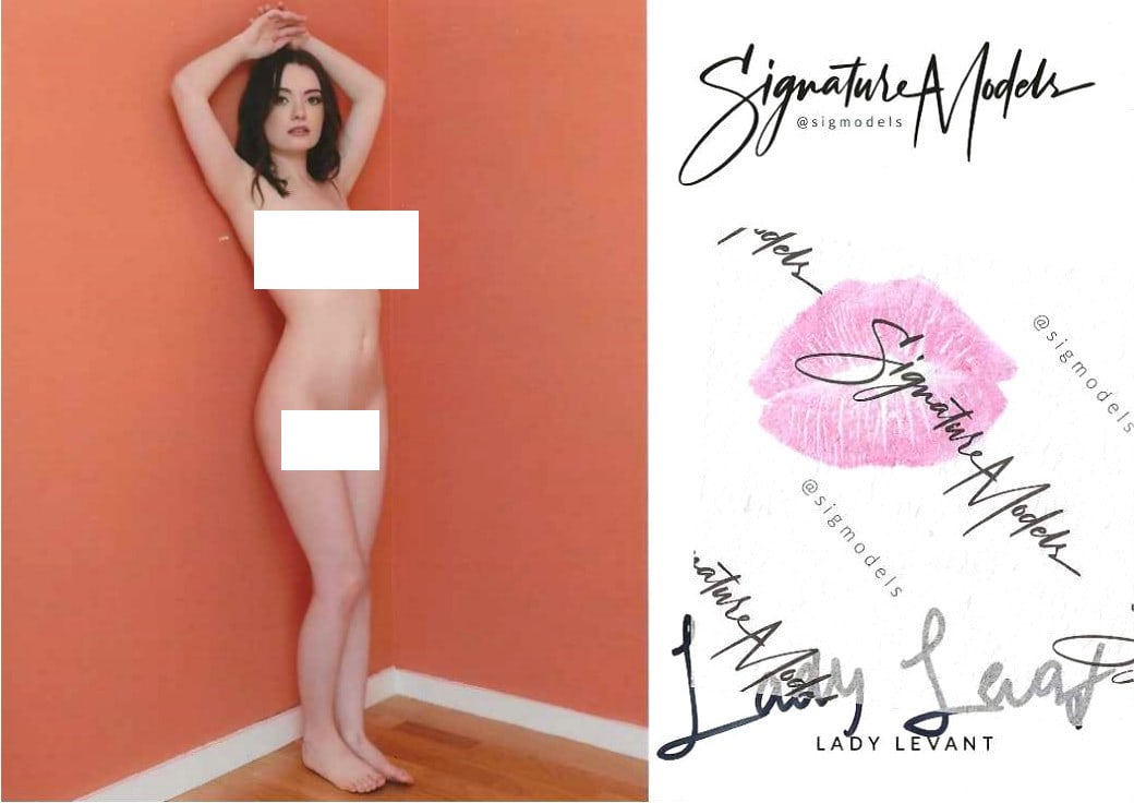 Lady Levant LIP PRINT KISS CARD In Person Signed Photo: Photo Size is 5x7. PRIVATE SIGNING. Lady Levant in person signed Signature Model. 5x7 Color In Person signed very sexy NUDE portrait. She added a lip print. This item was signed at an EXCLUSIVE signin