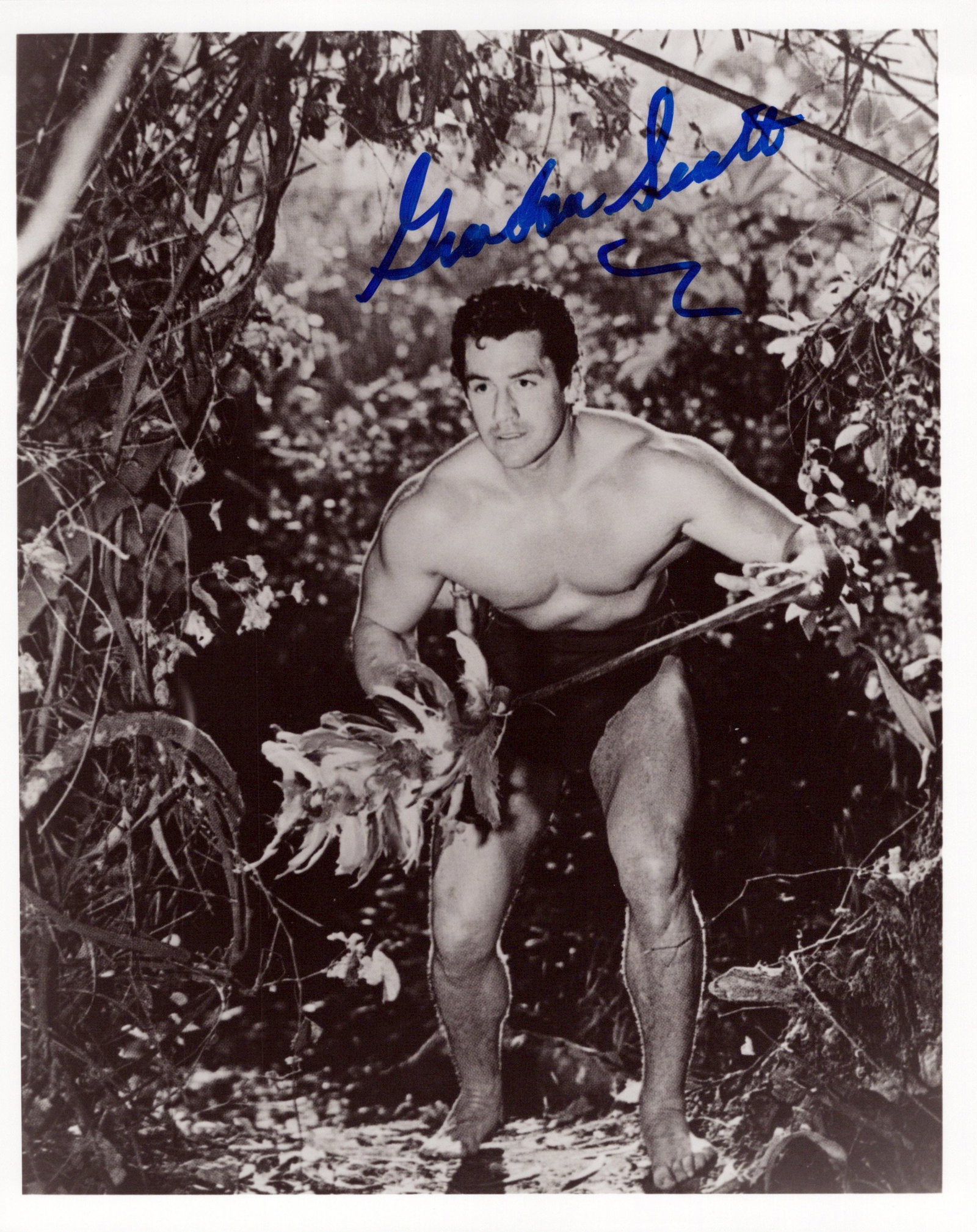 Gordon Scott (1926-2007) TARZAN In Person Signed Photo: Photo size is 8x10. Gordon Scott (1926-2007) in person signed photo as Tarzan.
