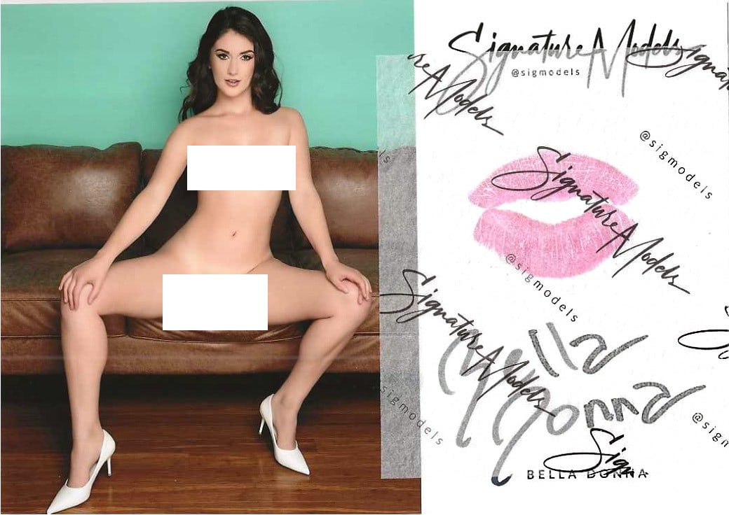 Bella Donna LIP PRINT KISS CARD In Person Signed Photo: Photo size is 5x7. PRIVATE SIGNING. Popular glamour model. Color In Person signed very sexy NUDE portrait. This item was Signeded at an exclusive Signeding and photo shoot on February 24, 2022.