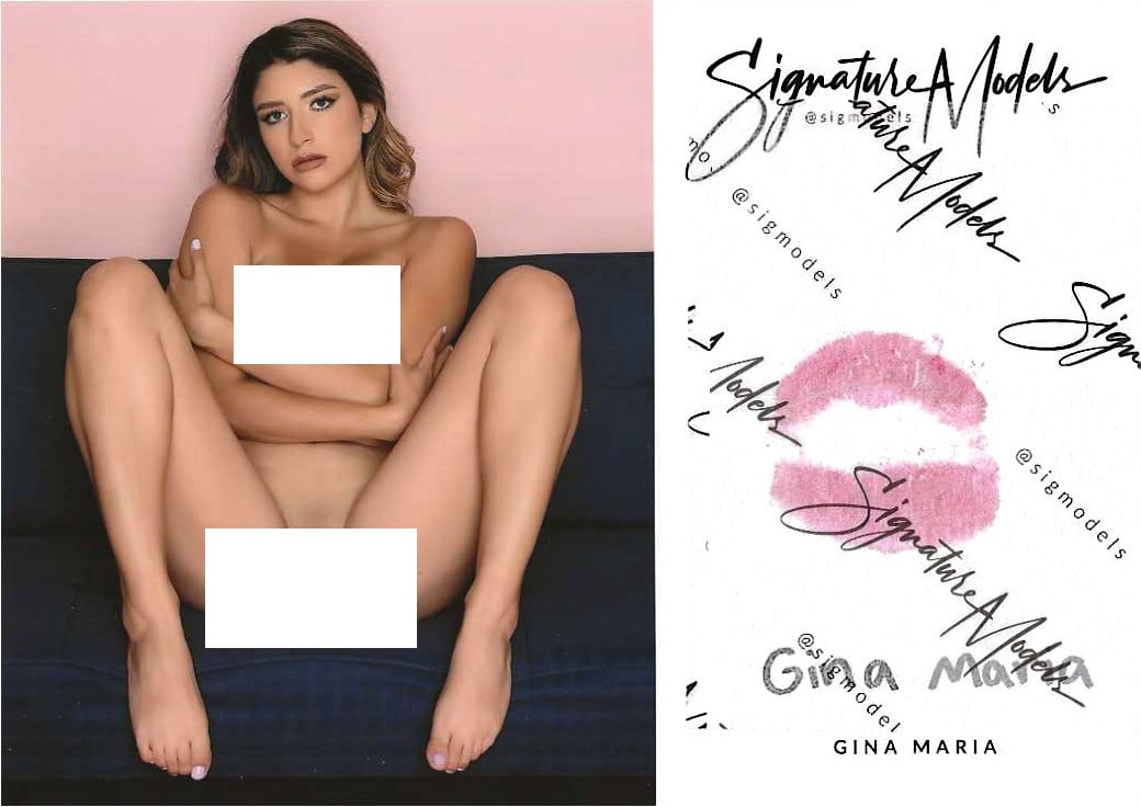 Gina Maria LIP PRINT PLAYBOY / HUSTLER KISS CARD In Person Signed Photo: Photo size is 5x7. PRIVATE SIGNING. Gina Maria in person signed photo and kiss card. Playboy / Hustler Model. 5x7 Color In Person signed very sexy portrait. She added a lip print. This item was signed
