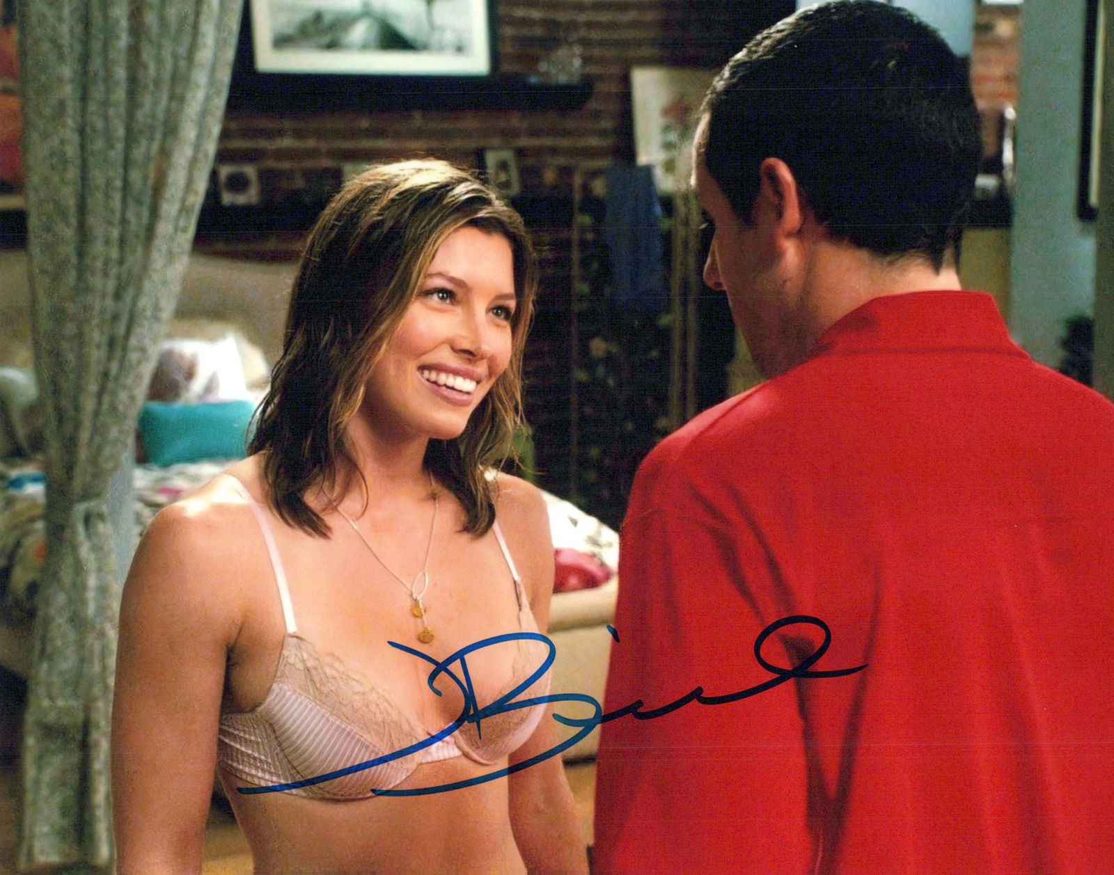Jessica Biel CHUCK AND LARRY In Person Signed Photo: Photo size is 8x10. Jessica Biel in person signed photo from the movie I NOW PRONOUNCE YOU CHUCK AND LARRY. Jessica Biel as the character Alex McDonough.