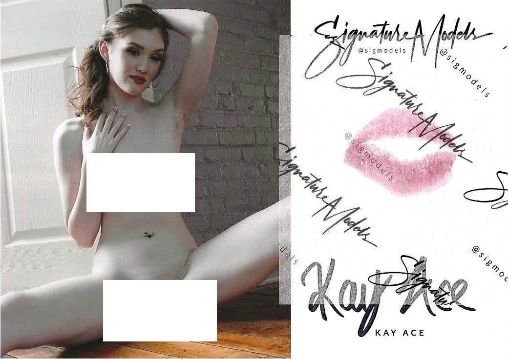 Kay Ace LIP PRINT KISS CARD In Person Signed Photo: Photo Size is 5x7. PRIVATE SIGNING. Kay Ace in person signed sexy nude portrait. She has also added a lip print. This was signed at an exclusive signing and photo shoot done on October 21, 2021.