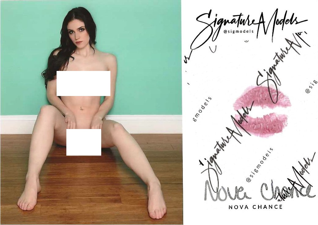 Nova Chance LIP PRINT KISS CARD In Person Signed Photo: Photo size is 5x7. PRIVATE SIGNING. Nova Chance in person signed photo and kiss card. Signature Model. 5x7 Color In Person signed very sexy portrait. She added a lip print. This item was signed at an 