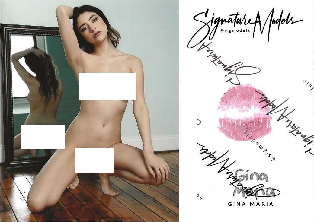 Gina Maria LIP PRINT PLAYBOY / HUSTLER KISS CARD In Person Signed Photo (1 of 1)