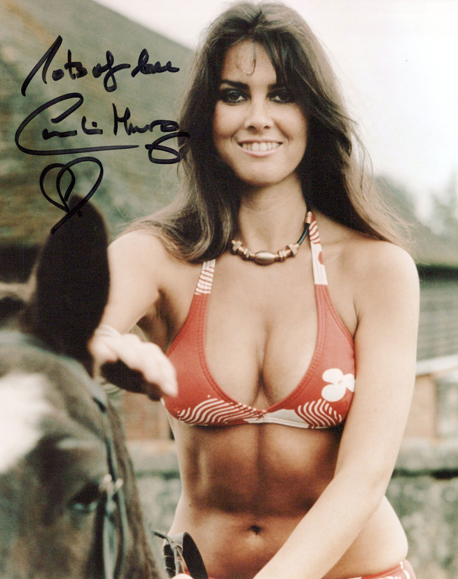 Caroline Munro JAMES BOND / SINBAD In Person Signed Photo: Photo size is 8x10. Caroline Munro sexy in person signed photo.Caroline Munro has done such movies as JAMES BOND THE SPY WHO LOVED ME, THE GOLDEN VOYAGE OF SINBAD, and MANIAC.