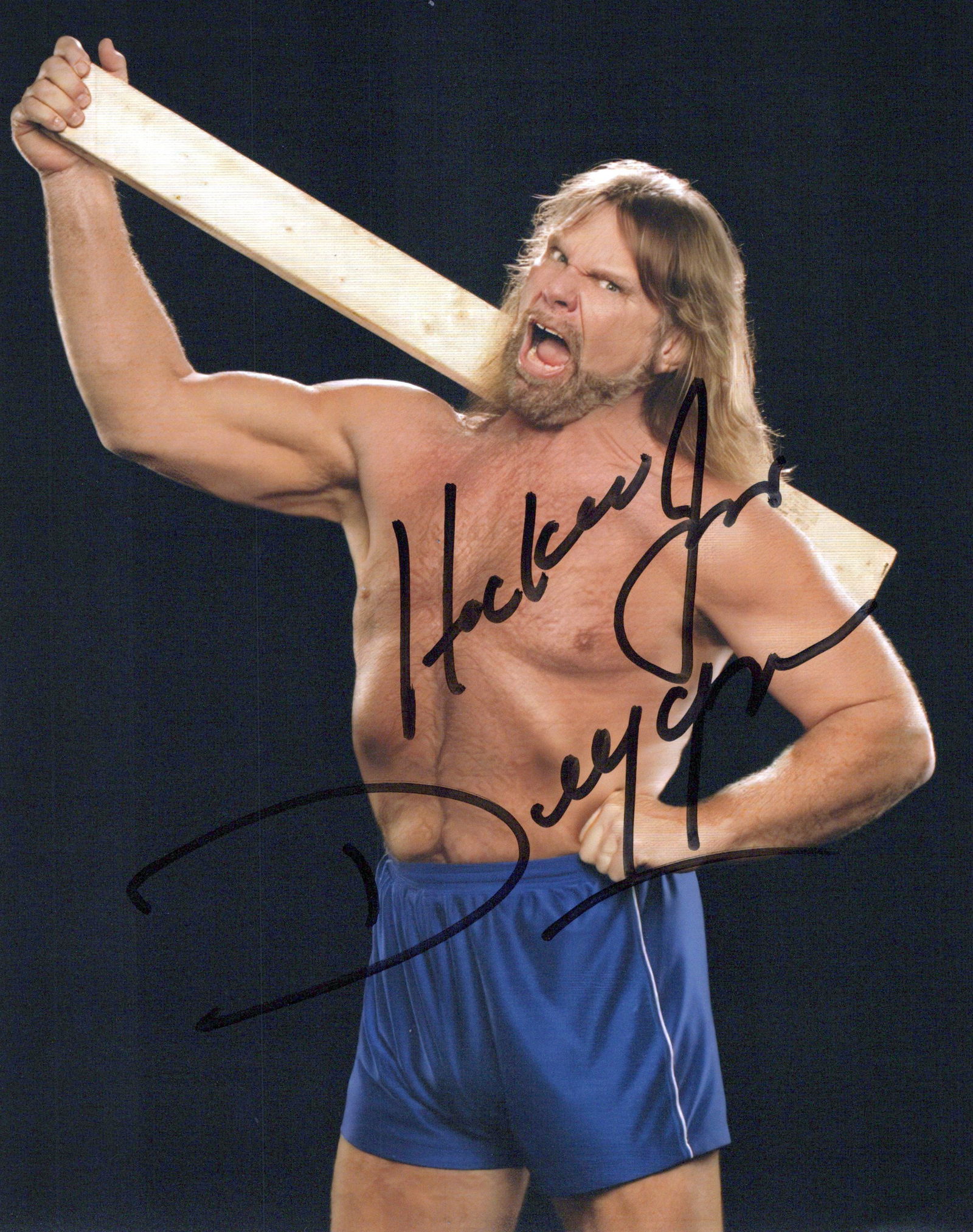 Hacksaw Jim Duggan WWE In Person Signed Photo: Photo size is 8x10. Jim Duggan in person signed photo. James Edward Duggan Jr., better known by his ring name "Hacksaw" Jim Duggan, is an American semi-retired professional wrestler. His best-known ch