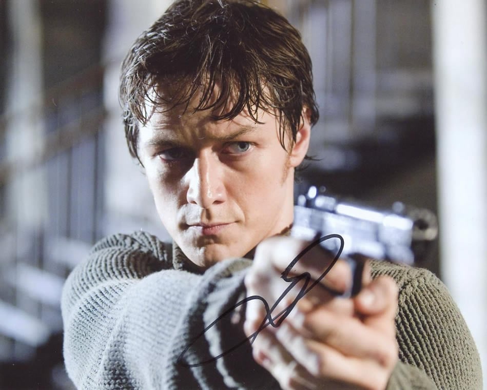 James McAvoy WANTED In Person Signed Photo: Photo size is 8x10. James McAvoy in person signed autographed photo from the movie WANTED. James McAvoy as the character Wesley