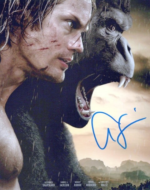 Alexander Skarsgard TARZAN In Person Signed Photo: Photo size is 8x10. Alexander Skarsgard in person signed autographed photo from the movie THE LEGEND OF TARZAN. Alexander Skarsgard as the character John Clayton / Tarzan.