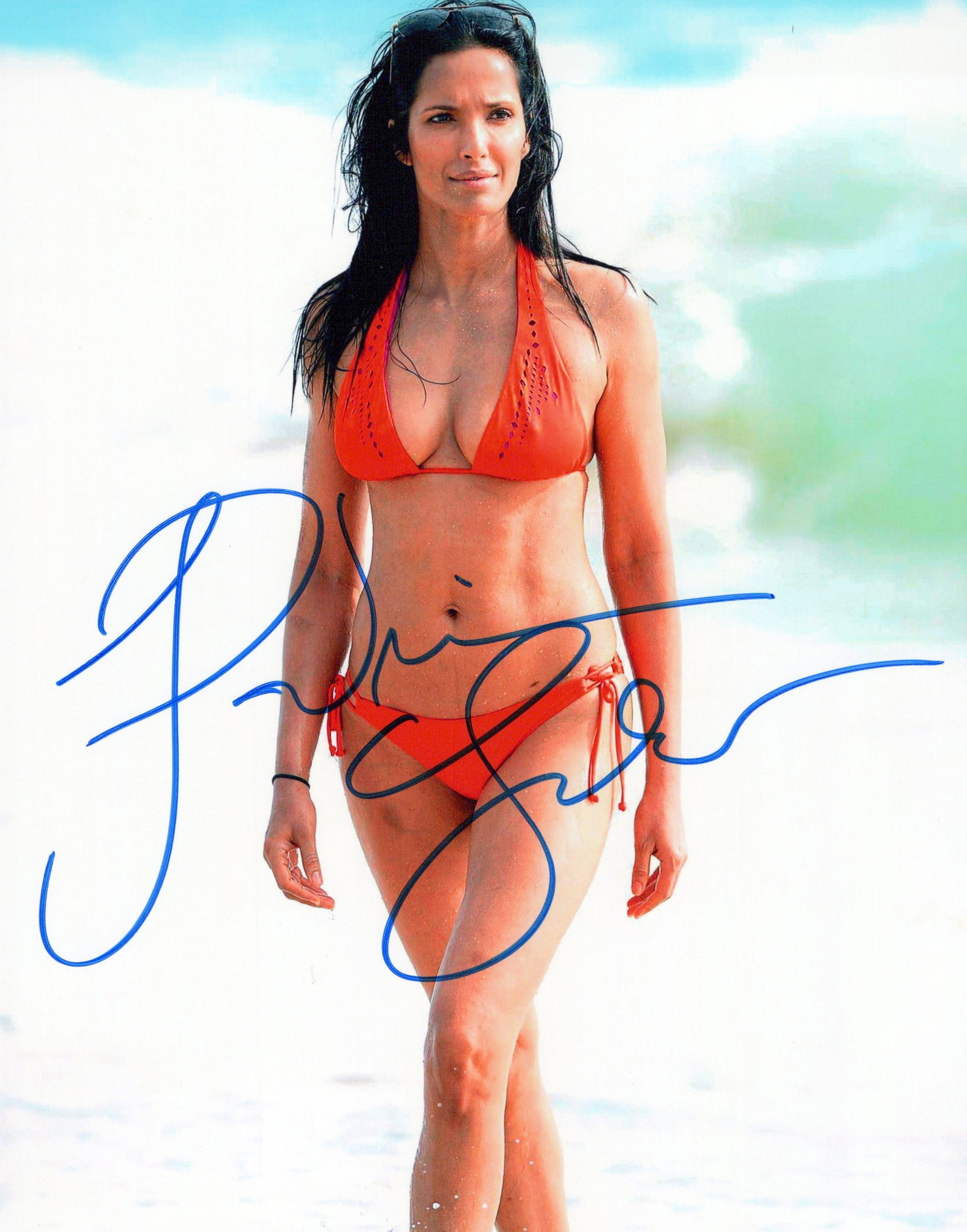 Padma Lakshmi TOP CHEF / GLITTER In Person Signed Photo: Photo size is 8x10. Padma Lakshmi in person signed photo. Padma Parvati Lakshmi is an Emmy-nominated producer, host, author, and activist who uses food to explore culture, identity, and immigration. S