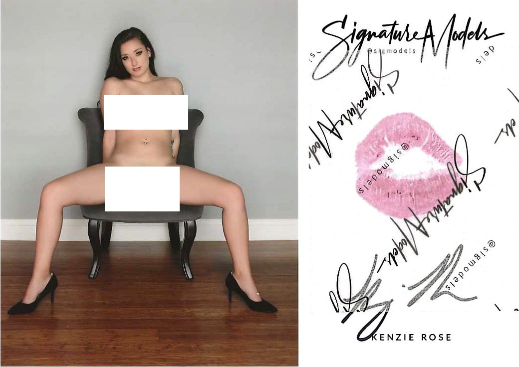 Kenzie Rose LIP PRINT KISS CARD In Person Signed Photo: Photo size is 5x7. PRIVATE SIGNING. Kenzie Rose in person signed photo and kiss card. Playboy Model. 5x7 Color In Person signed very sexy portrait. She added a lip print. This item was signed at an EX