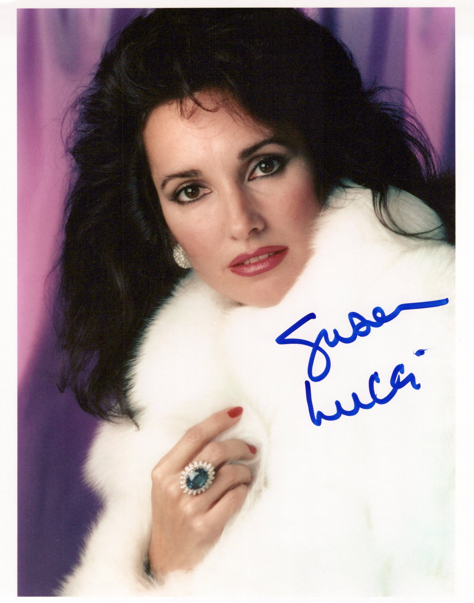 Susan Lucci ALL MY CHILDREN In Person Signed Photo: Photo size is 8x10. Susan Lucci in person signed photo from the soap opera ALL MY CHILDREN. Susan Lucci as the character Erica Kane.