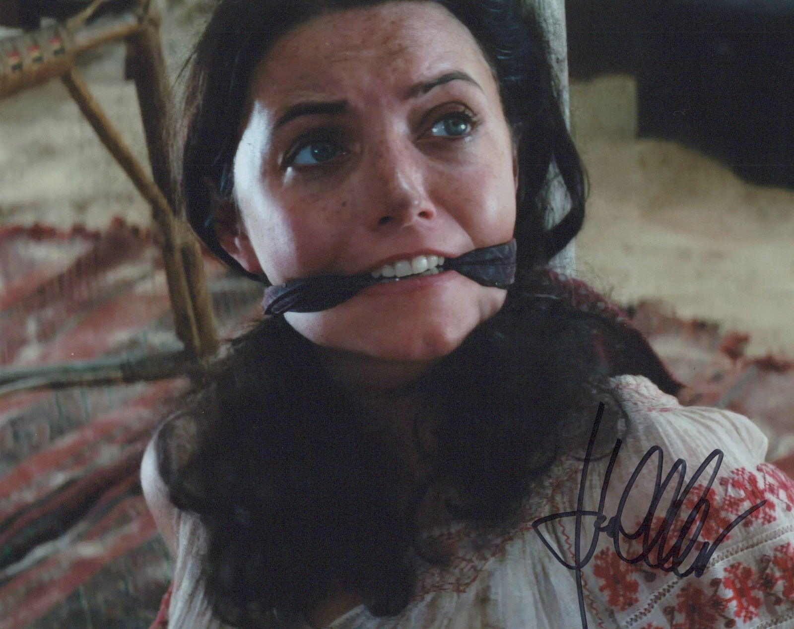 Karen Allen RAIDERS OF THE LOST ART In Person Signed Photo: Photo size is 8x10. Karen Allen in person signed photo from the movie RAIDERS OF THE LOST ARK. Karen Allen as the character Marion Ravenwood.