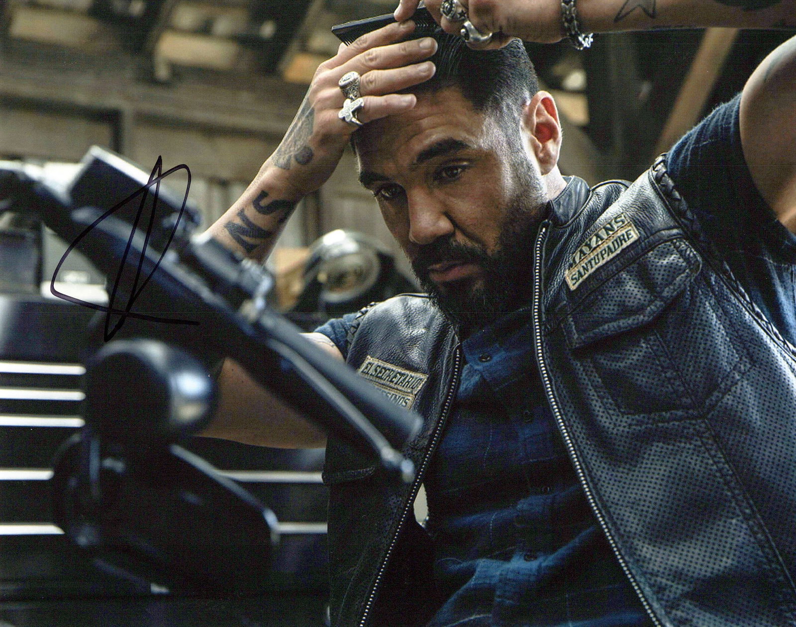 Clayton Cardenas MAYANS MC In Person Signed Photo: Photo size is 8x10. Clayton Cardenas in person signed photo from the TV series MAYANS MC. ClaytonCardenas as the character Angel Teyes.