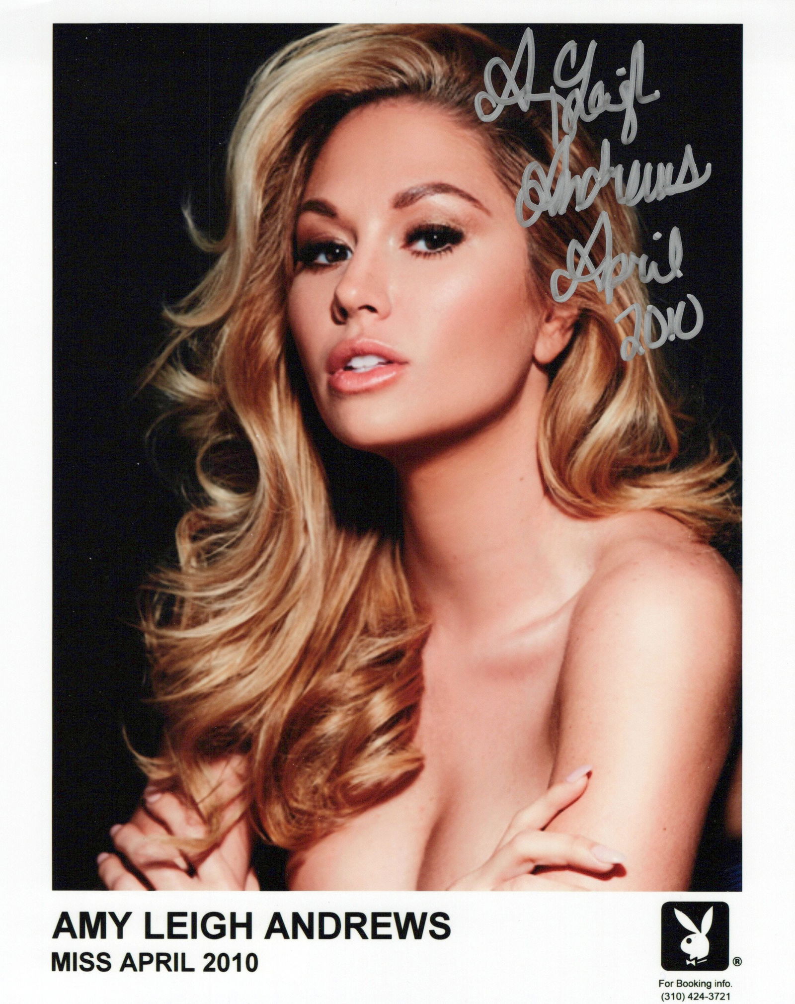 Amy Leigh Andrews PLAYBOY PMOTM In Person Signed Photo: Photo size is 8x10. EB AUTOGRAPHS PRIVATE SIGNING. Sexy In person signed photo. Playboy Playmate Miss April 2010