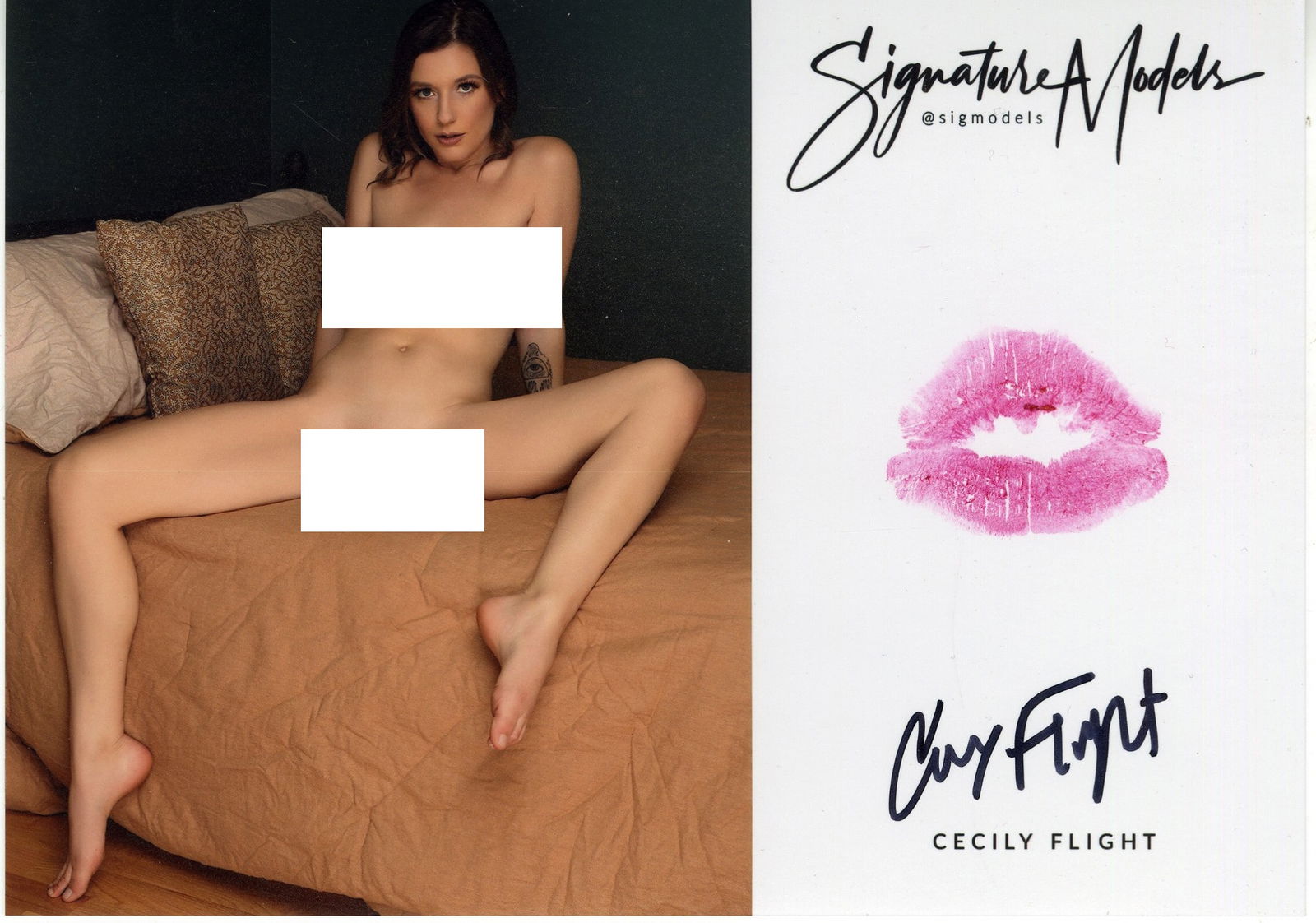 Cecily Flight LIP PRINT KISS CARD In Person Signed Photo: Photo size is 5x7. PRIVATE SIGNING. Cecily Flight in person signed photo and kiss card. 5x7 Color In Person signed very sexy portrait. She added a lip print. This item was signed at an EXCLUSIVE signi