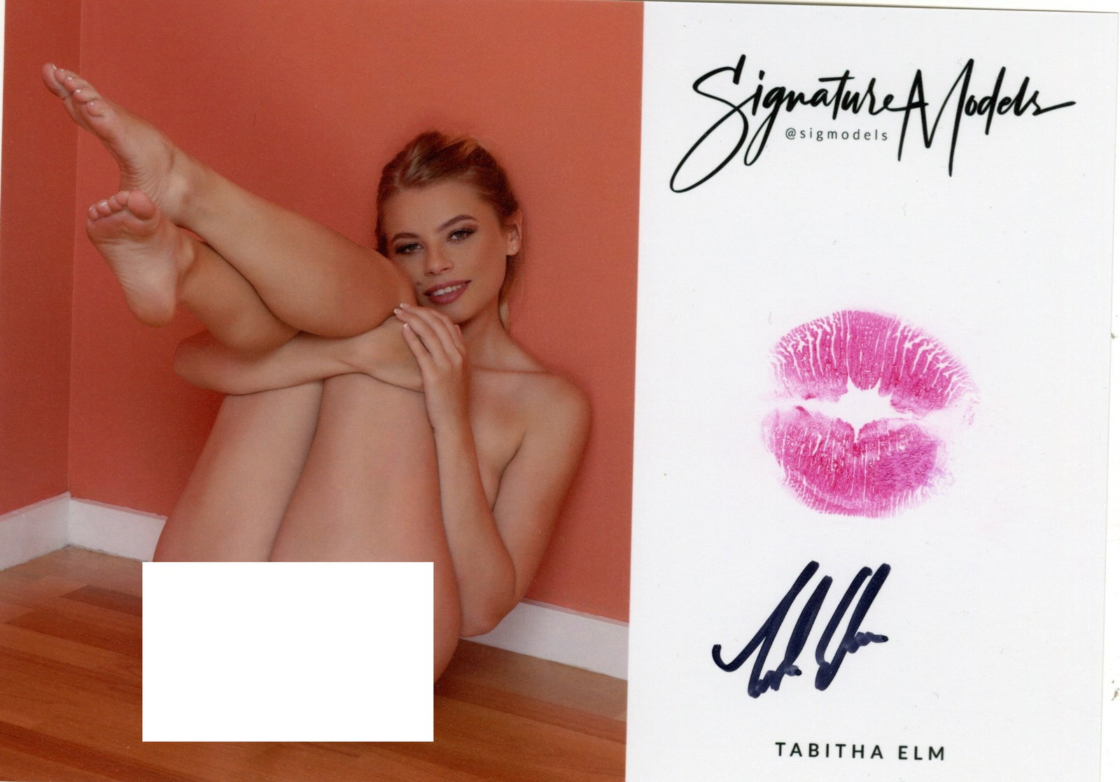 Tabatha Elm PLAYBOY LIP PRINT KISS CARD In Person Signed Photo: Photo size is 5x7. PRIVATE SIGNING. Tabita Elm in person signed photo and kiss card. Playboy Model. 5x7 Color In Person signed very sexy portrait. She added a lip print. This item was signed at an EXC