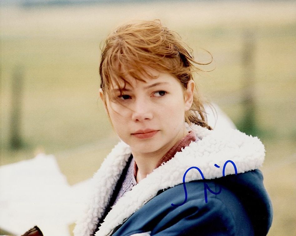 Michelle Williams BROKE BACK MOUNTAIN In Person Signed Photo: Photo size is 8x10. Michelle Williams in person signed photo from the movie BROKE BACK MOUNTAIN. Michelle Williams as the character Alma.