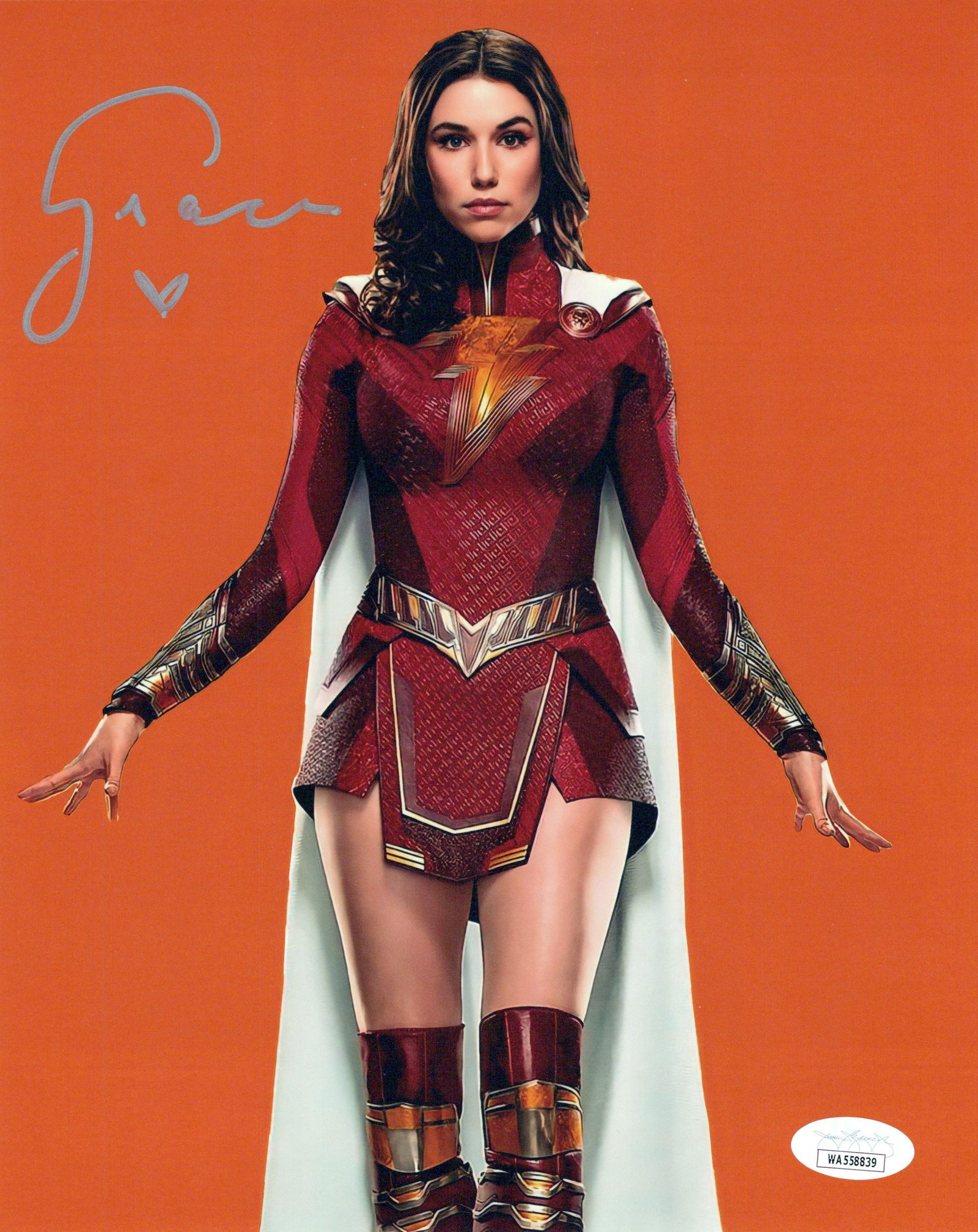 Grace Currey SHAZAM (JSA) In Person Signed Photo: Photo size is 8x10. Please Note: This item is JSA authenticated. Grace Currey in person signed photo from the movie SHAZAM FURY OF THE GODS. Grace Currey as the character Mary.