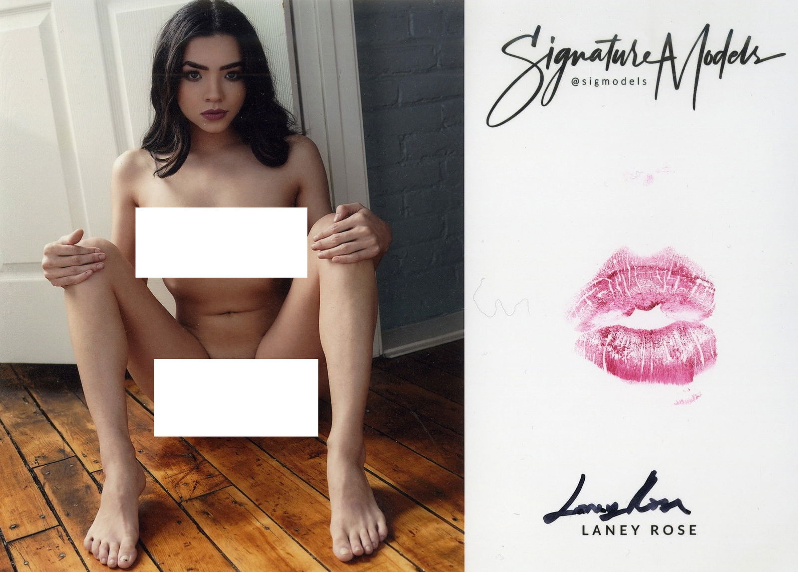 Laney Rose LIP PRINT KISS CARD In Person Signed Photo: Photo size is 5x7. PRIVATE SIGNING. Popular signature model. Sexy in person signed nude portrait. She has also added a lip print. This item was signed at an exclusive signing and photo shoot done on J