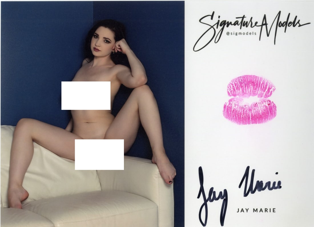 Jay Marie LIP PRINT KISS CARD In Person Signed Photo: Photo size is 5x7. PRIVATE SIGNING. Jay Marie in person signed photo and kiss card. Penthouse Pet of the Month March 2019. 5x7 Color In Person signed very sexy portrait. She added a lip print. This it