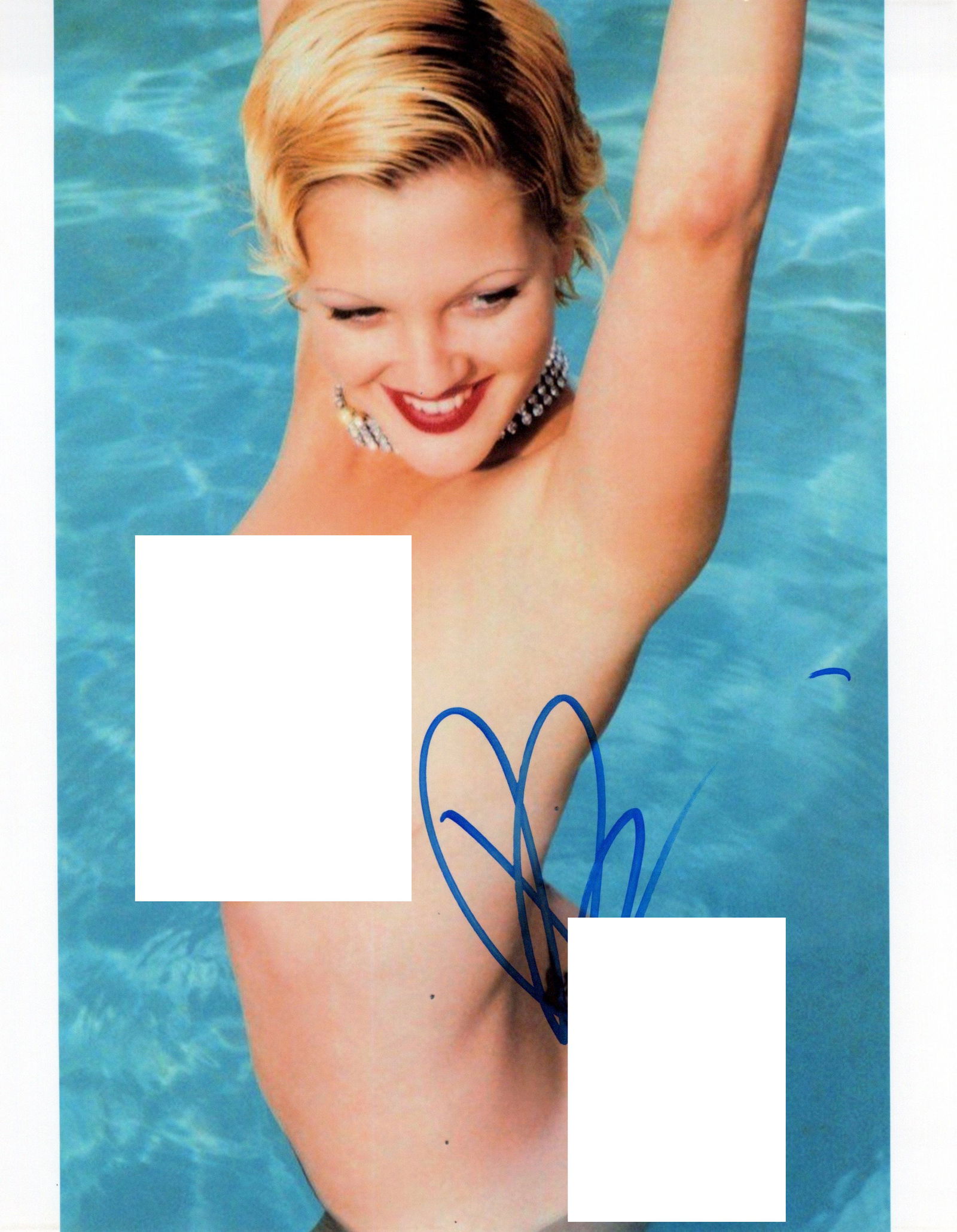 Drew Barrymore TOPLESS PORTRAIT In Person Signed Photo: Photo size is 8x10. Drew Barrymore in person signed autographed photo. Drew Barrymore has been in such movies NEVER BEEN KISSED, 50 FIRST DATES, and THE WEDDING SINGER