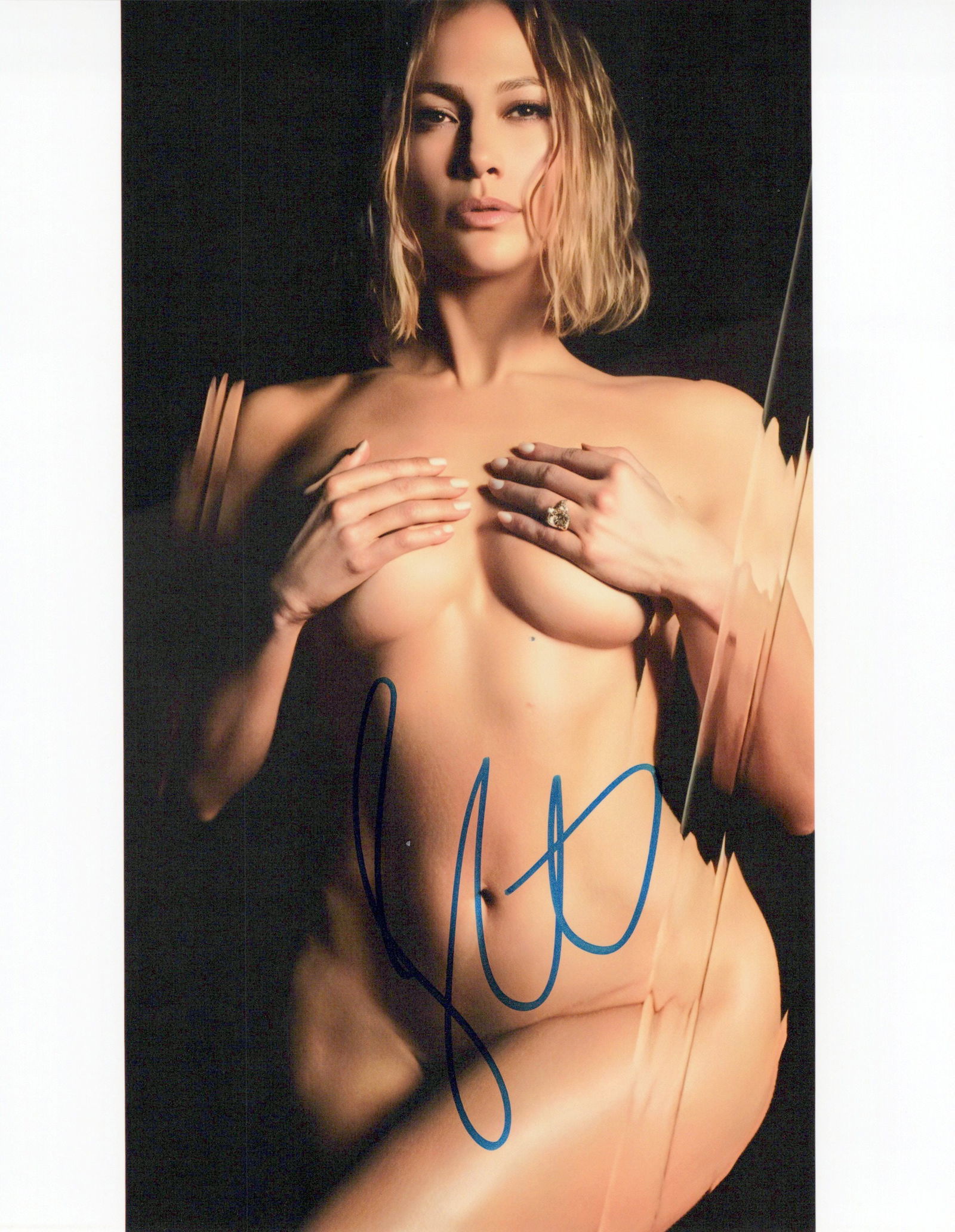 Jennifer Lopez SEXY TOPLESS In Person Signed Photo: Photo size is 8x10. Jennifer Lopez sexy in person signed autographed photo. Jennifer Lopez has been in such movies as THE CELL, MAID IN MANHATTAN, SHADES OF BLUE