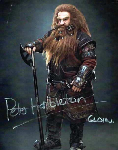 Peter Hambleton THE HOBBIT In Person Signed Photo: Photo size is 8x10. PRIVATE SIGNING. Peter Hambleton in person signed photo from the movie THE HOBBIT AN UNEXPECTED JOURNEY. Peter Hambleton as the character Gloin.
