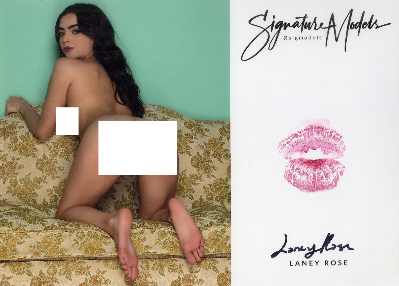 Laney Rose LIP PRINT KISS CARD In Person Signed Photo: Photo size is 5x7. PRIVATE SIGNING. Popular signature model. Sexy in person signed nude portrait. She has also added a lip print. This item was signed at an exclusive signing and photo shoot done on D