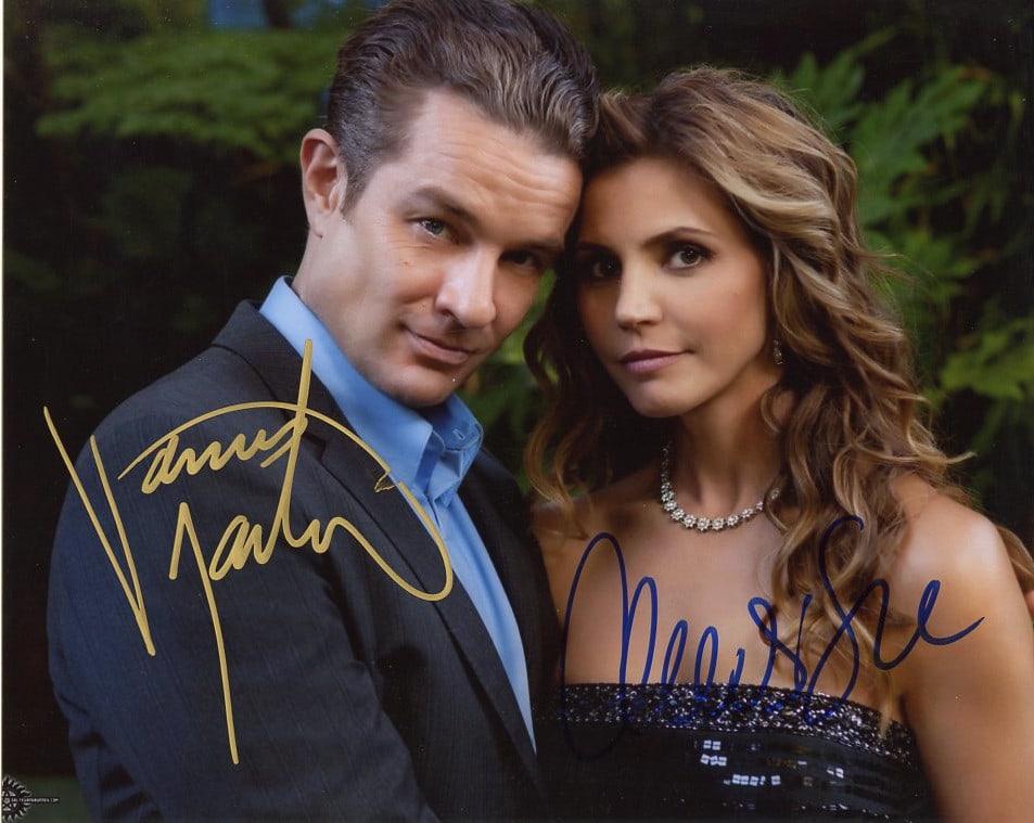 James Marsters / Charisma Carpenter ANGEL In Person Signed Photo: Photo size is 8x10. PRIVATE SIGNING. James Marsters / Charisma Carpenter in person signed autographed photo from the TV series ANGEL. James Marsters as the character Spike. Charisma Carpenter as the c
