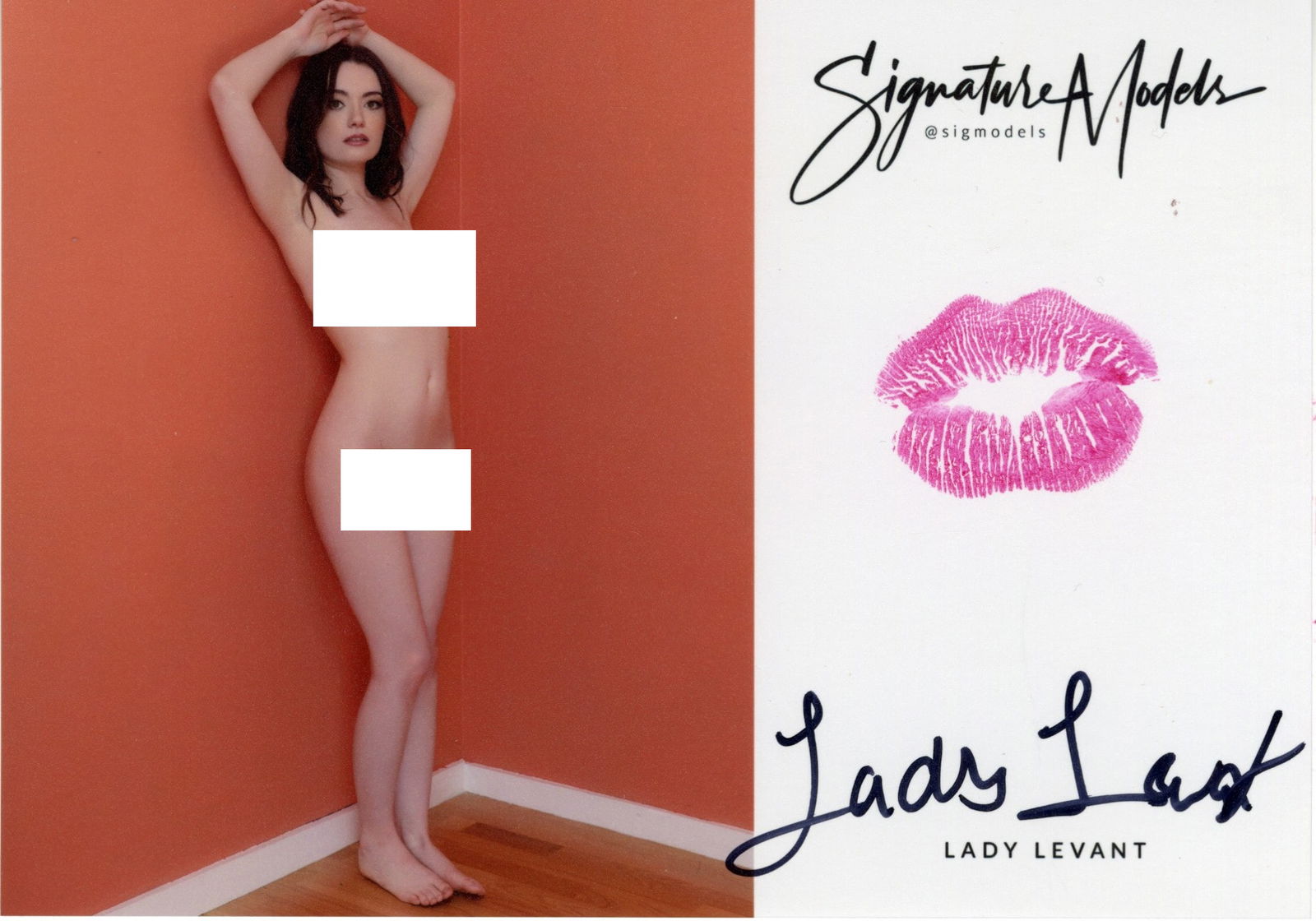 Lady Lavant LIP PRINT KISS CARD In Person Signed Photo: Photo size is 5x7. PRIVATE SIGNING. Lady Levant in person signed photo and kiss card. Signature Model. 5x7 Color In Person signed very sexy portrait. She added a lip print. This item was signed at an