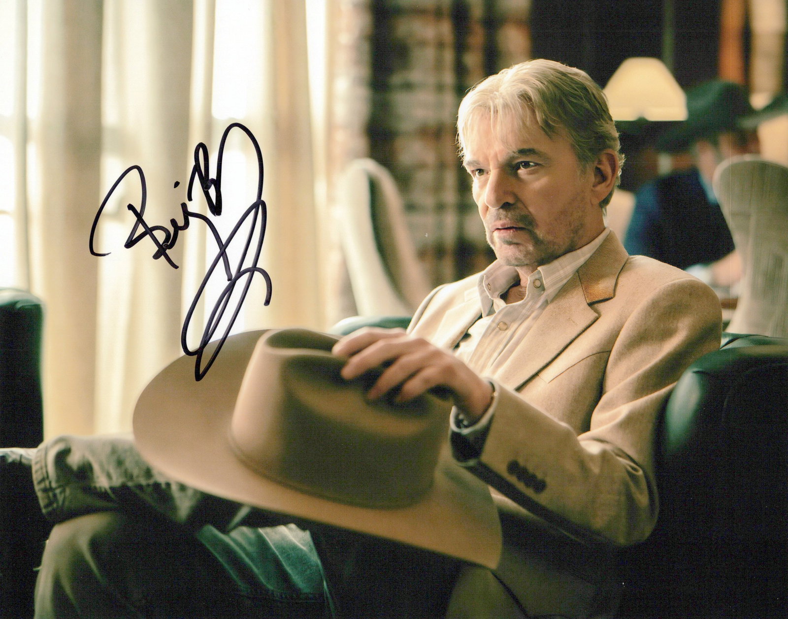 Billy Bob Thornton LANDMAN In Person Signed Photo: Photo size is 8x10. Billy Bob Thornton in person signed photo from the TV series LANDMEN. Billy Bob Thornton as the character Tommy Noris.