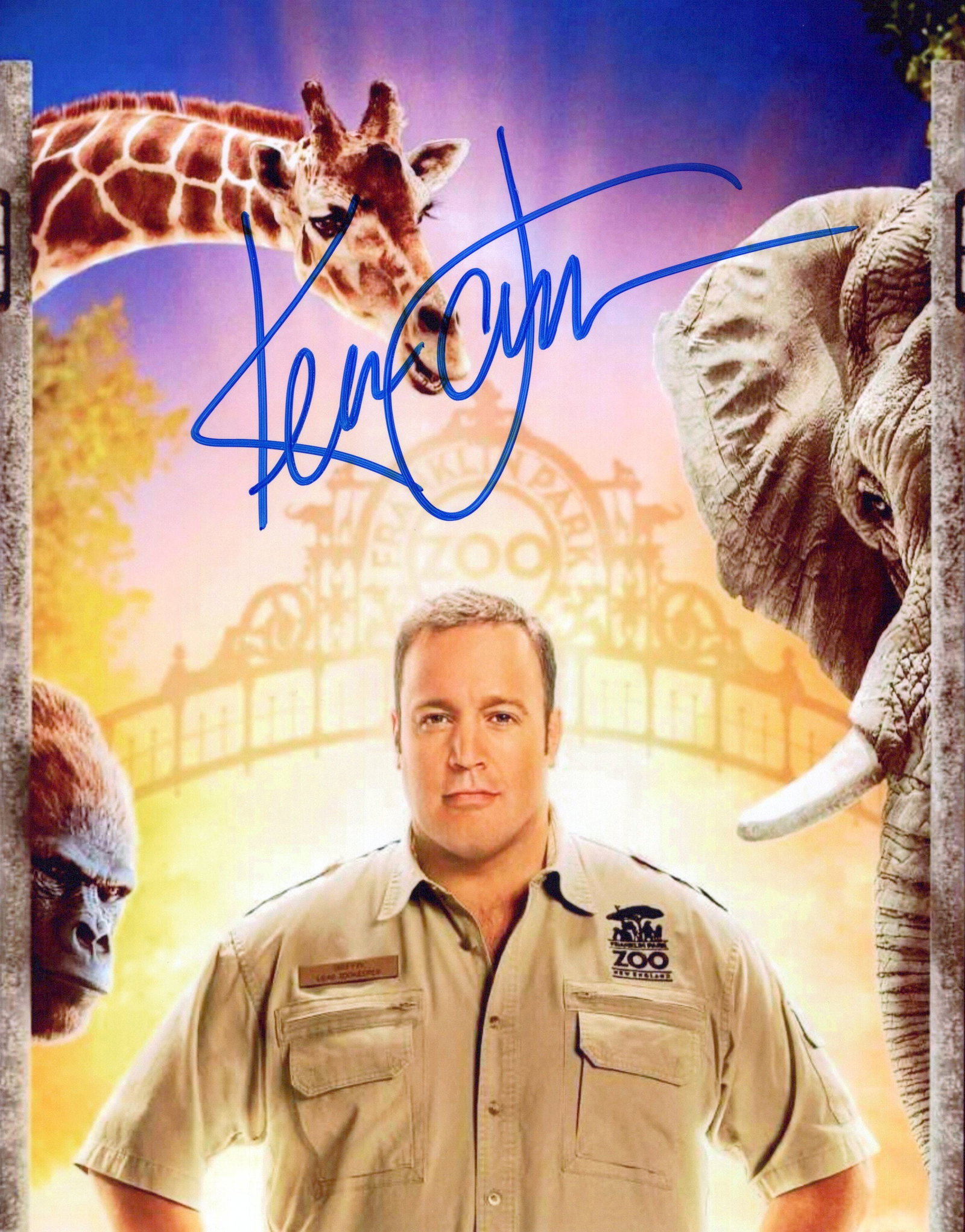 Kevin James ZOOKEEPER In Person Signed Photo: Photo size is 8x10. Kevin James in person signed photo from the movie ZOOKEEPER. Kevin James as the character Griffin Keyes.