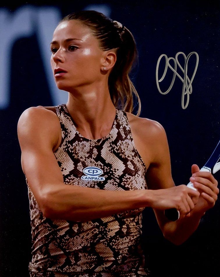 Camila Giorgi TENNIS In Person Signed Photo: Photo size is 8x10. Camila Giorgi in person signed photo. Camila Giorgi is an Italian professional tennis player. She has a career-high singles ranking of world No. 26, achieved on 22 October 2018. Sh