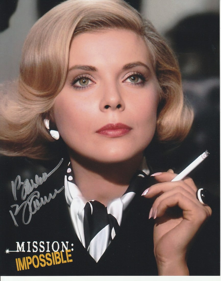 Barbara Bain MISSION IMPOSSIBLE In Person Signed Photo: Photo size is 8x10. Barbara Bain in person signed photo from the TV series MISSION IMPOSSIBLE. Barbara Bain as the character Cinnamon Carter