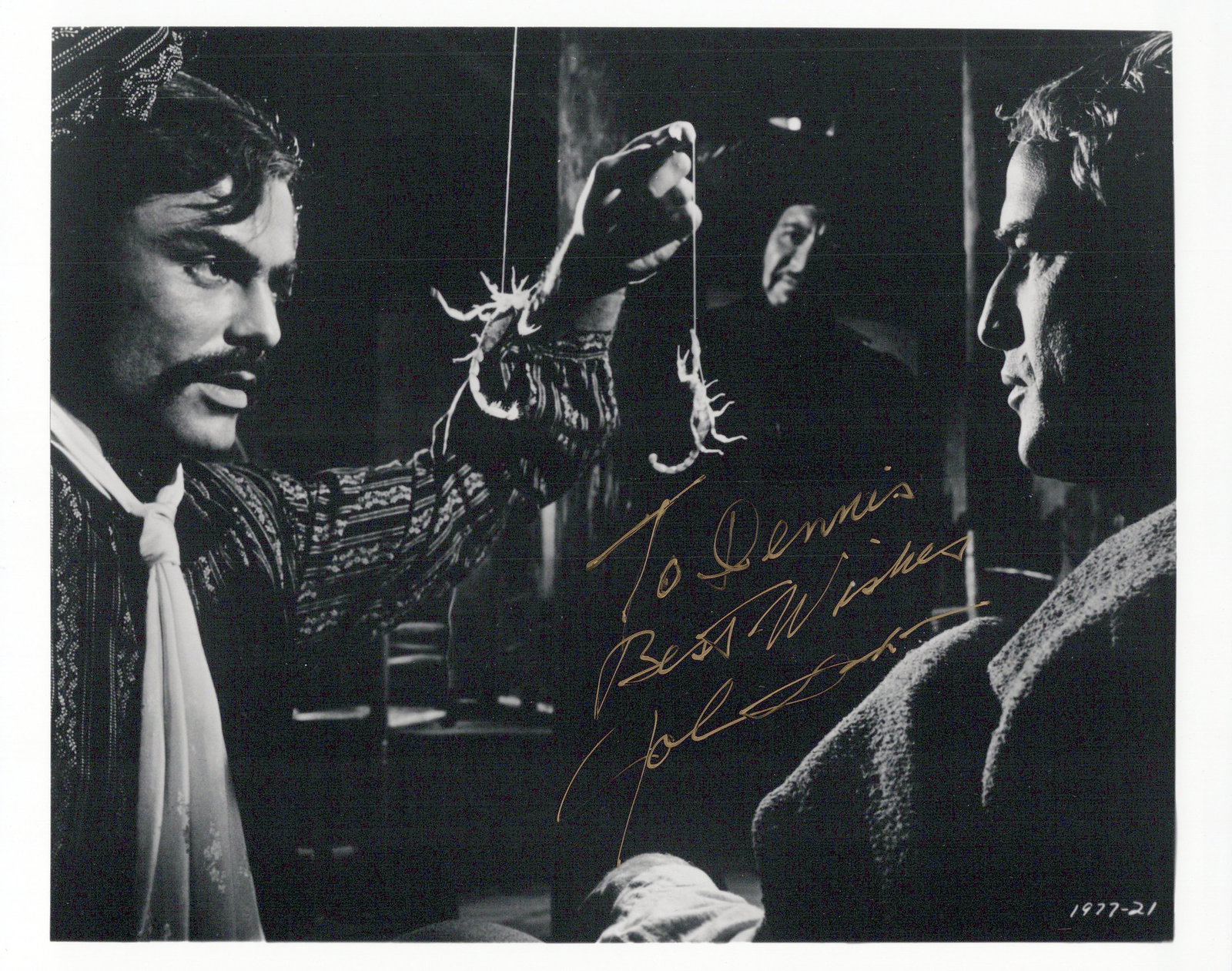 John Saxon (1936-2020) APPALOOSA Signed Photo: Photo size is 8x10. John Saxon (1936-2020) signed photo from the movie APPALOOSA. John Saxon as the character Chuy Medena. IMPERFECTIONS: inscribed