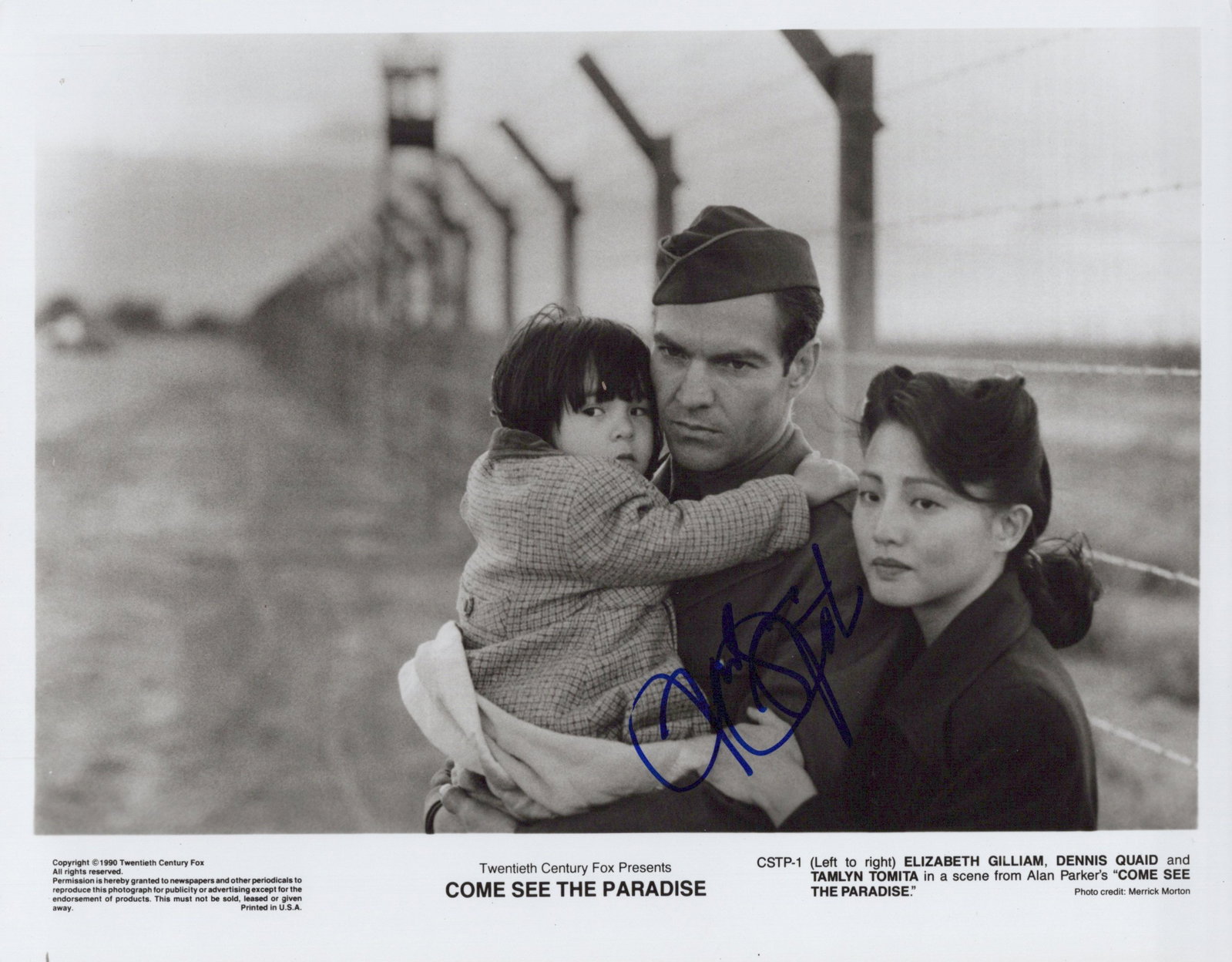 Tamlyn Tomita COME SEE THE PARADISE Signed Photo: Photo size is 8x10. Tamlyn Tomita signed photo from the movie COME SEE THE PARADISE. Tamlyn Tomita as the character Lily Yuriko Kawamura