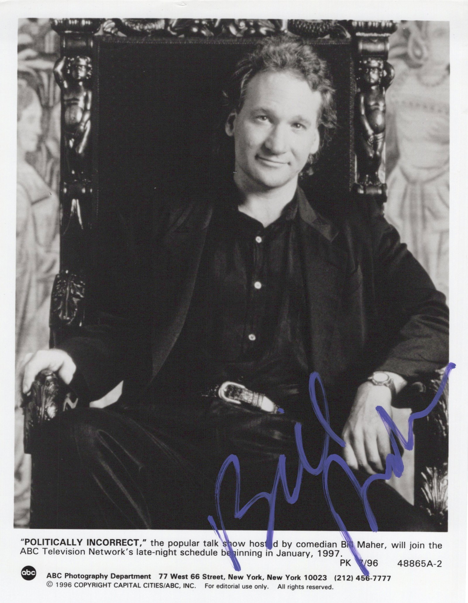 Bill Maher POLITICALLY INCORRECT In Person Signed Photo (1 of 1)