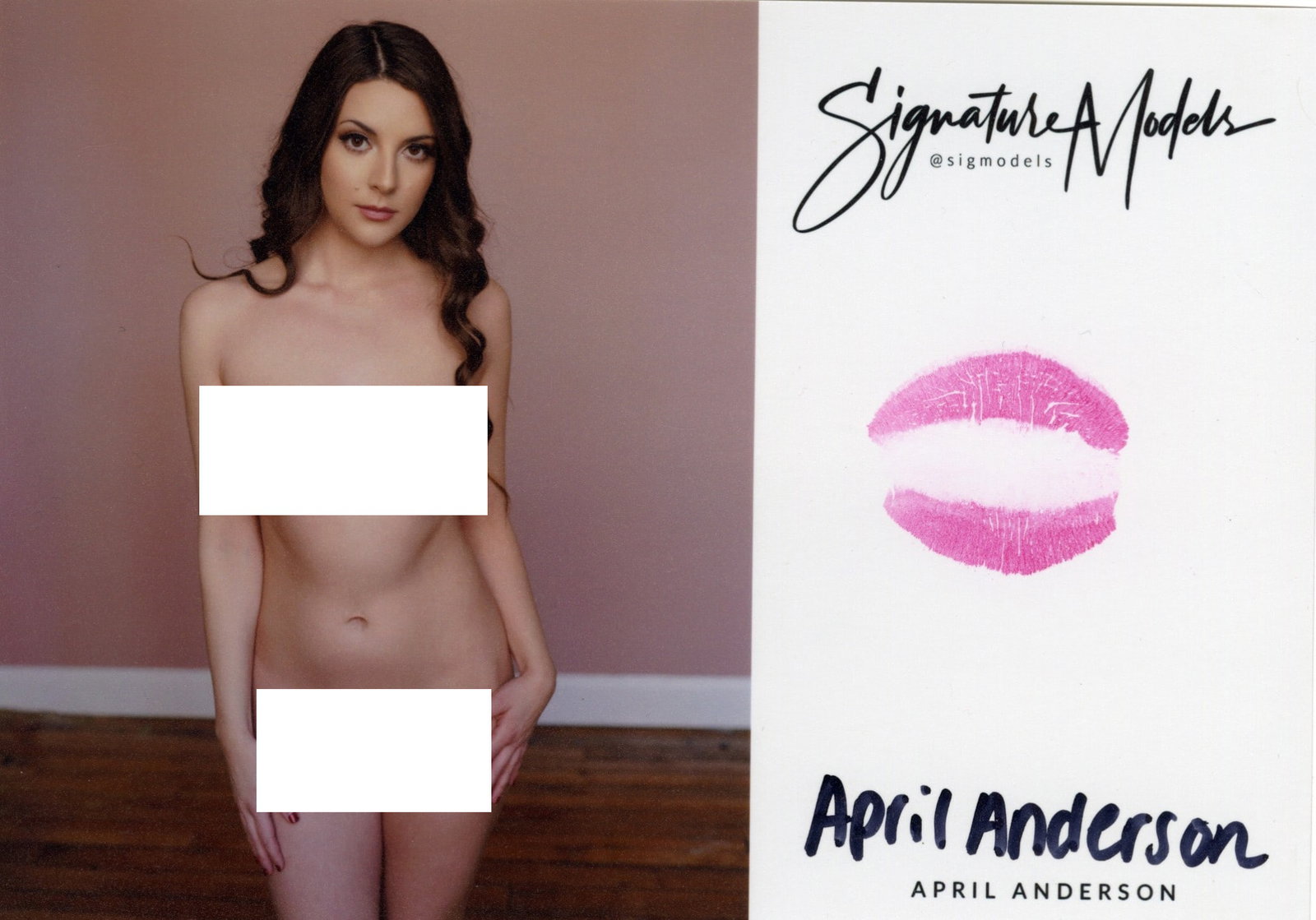 April Anderson LIP PRINT KISS CARD In Person Signed Photo: Photo size is 5x7. PRIVATE SIGNING. April Anderson in person signed photo and kiss card. Signature Model. 5x7 Color In Person signed very sexy portrait. She added a lip print. This item was signed at 