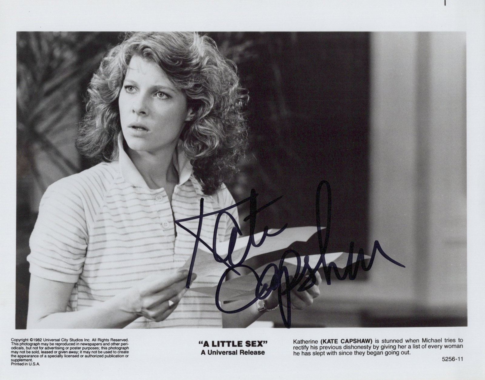Kate Capshaw A LITTLE SEX Signed Photo (1 of 1)