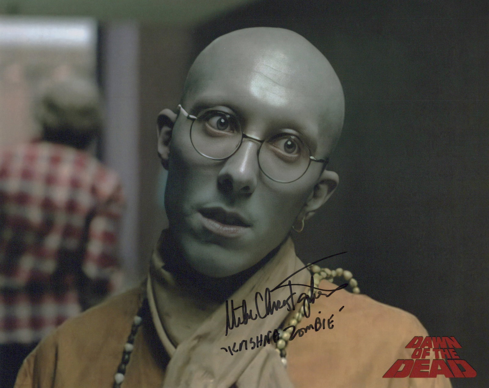Mike Christopher DAWN OF THE DEAD In Person Signed Photo: Photo size is 8x10. Mike Christopher in person signed photo from the movie DAWN OF THE DEAD. Mike Christopher as the character Lead Zombie.