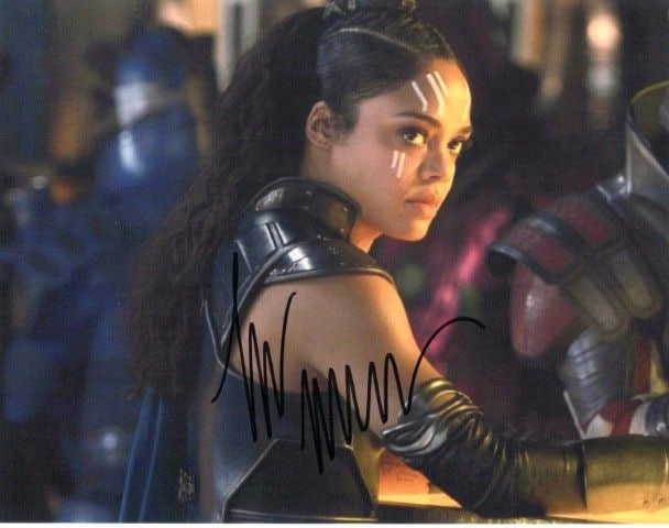 Tessa Thompson THOR RAGNAROK In Person Signed Photo: Photo size is 8x10. Tessa Thompson in person signed autographed photo from the movie THOR RAGNAROK. Tessa Thompson as the character Valkyrie