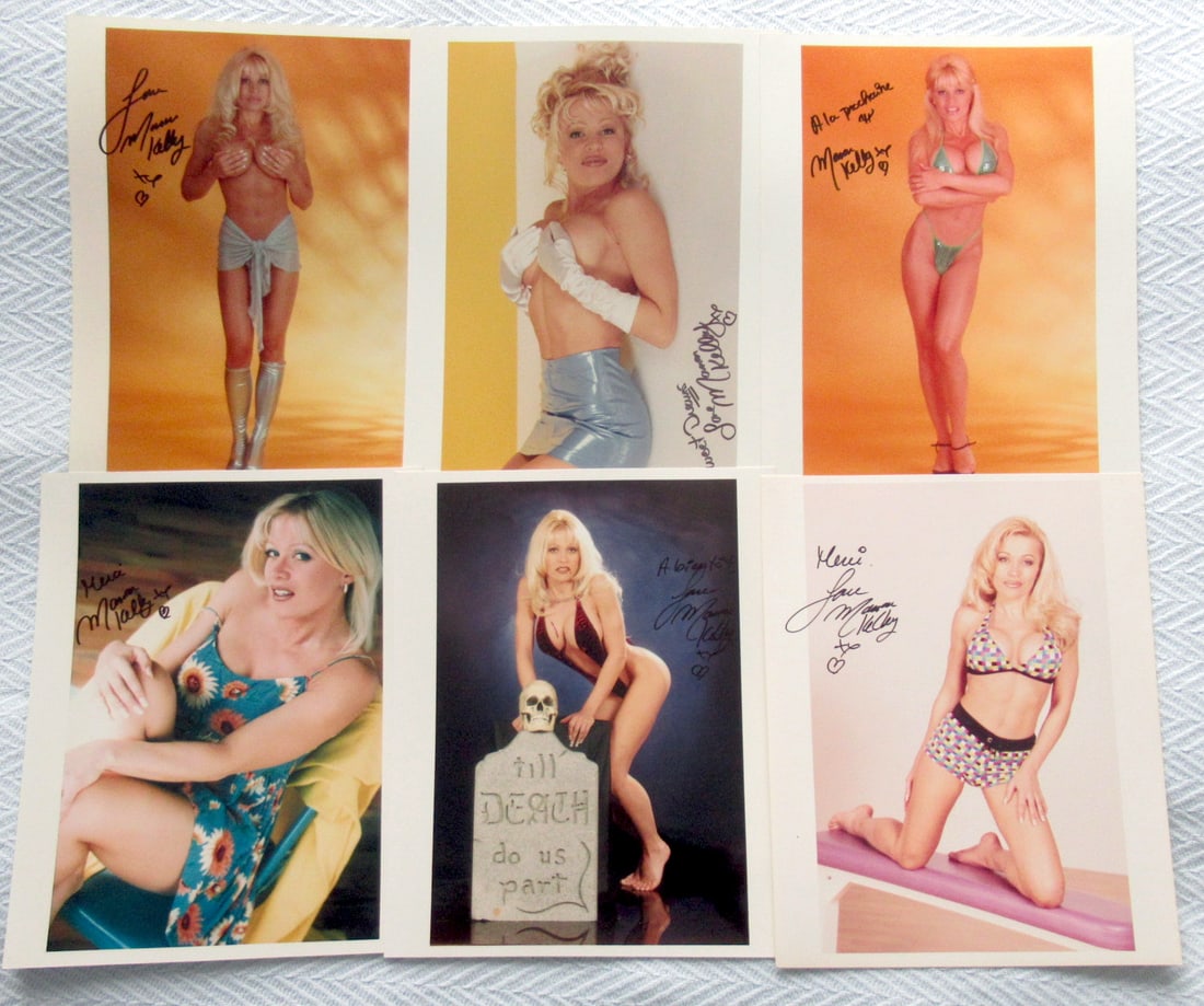(6) Manon Kelly SEXY In Peson Signed Photos Lot #1: All photos in this lot are 8x10. Manon Kelley in persons signed photo. Manon Kelly is a Canadian actress known for her roles in Tromeo and Juliet (1996), Somewhere in the City (1998), and Red Lips II 