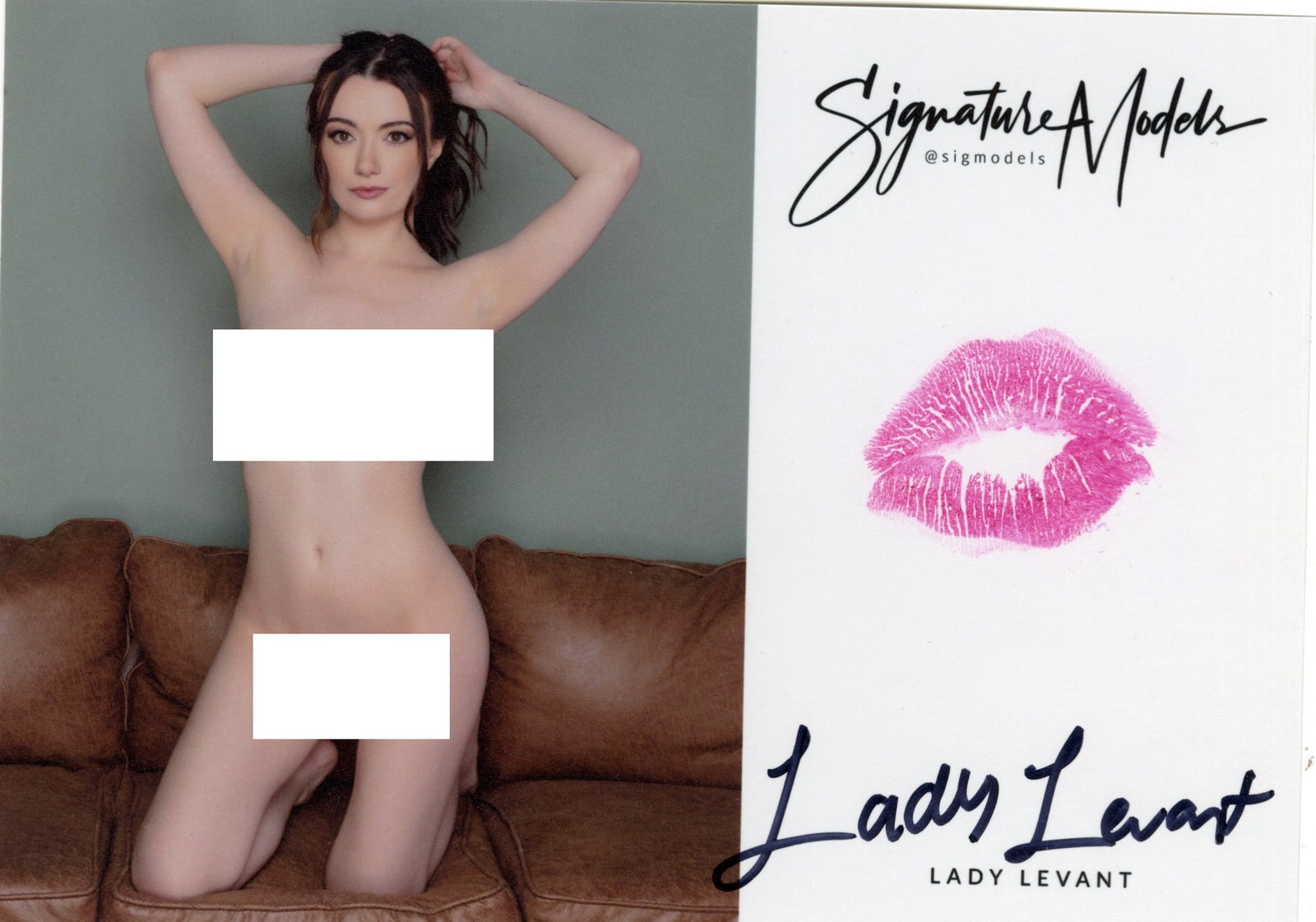 Lady Lavant LIP PRINT KISS CARD In Person Signed Photo: Photo size is 5x7. PRIVATE SIGNING. Lady Levant in person signed photo and kiss card. Signature Model. 5x7 Color In Person signed very sexy portrait. She added a lip print. This item was signed at an 