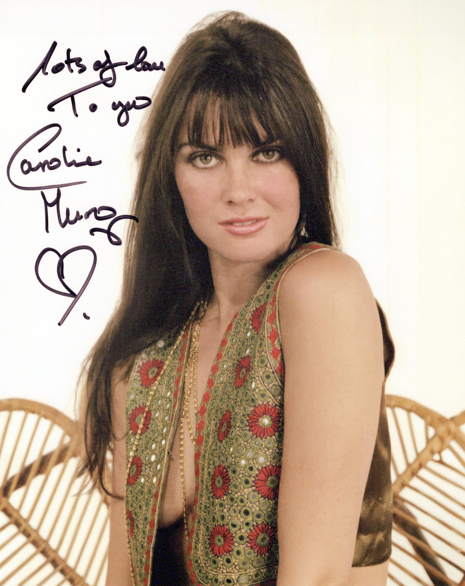 Caroline Munro JAMES BOND / SINBAD In Person Signed Photo: Photo size is 8x10. PRIVATE SIGNING. Caroline Munro sexy in person signed photo.Caroline Munro has done such movies as JAMES BOND THE SPY WHO LOVED ME, THE GOLDEN VOYAGE OF SINBAD, and MANIAC.