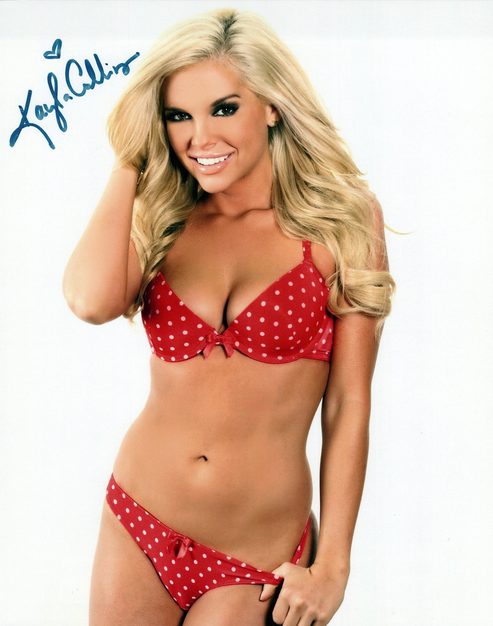 Kayla Collins PLAYBOY PMOTM In Person Signed Photo: Photo size is 8x10. EB AUTORGRAPHS PRIVATE SIGNING. Sexy in person signed photo from a private signing. Playboy Playmate Miss August 2008