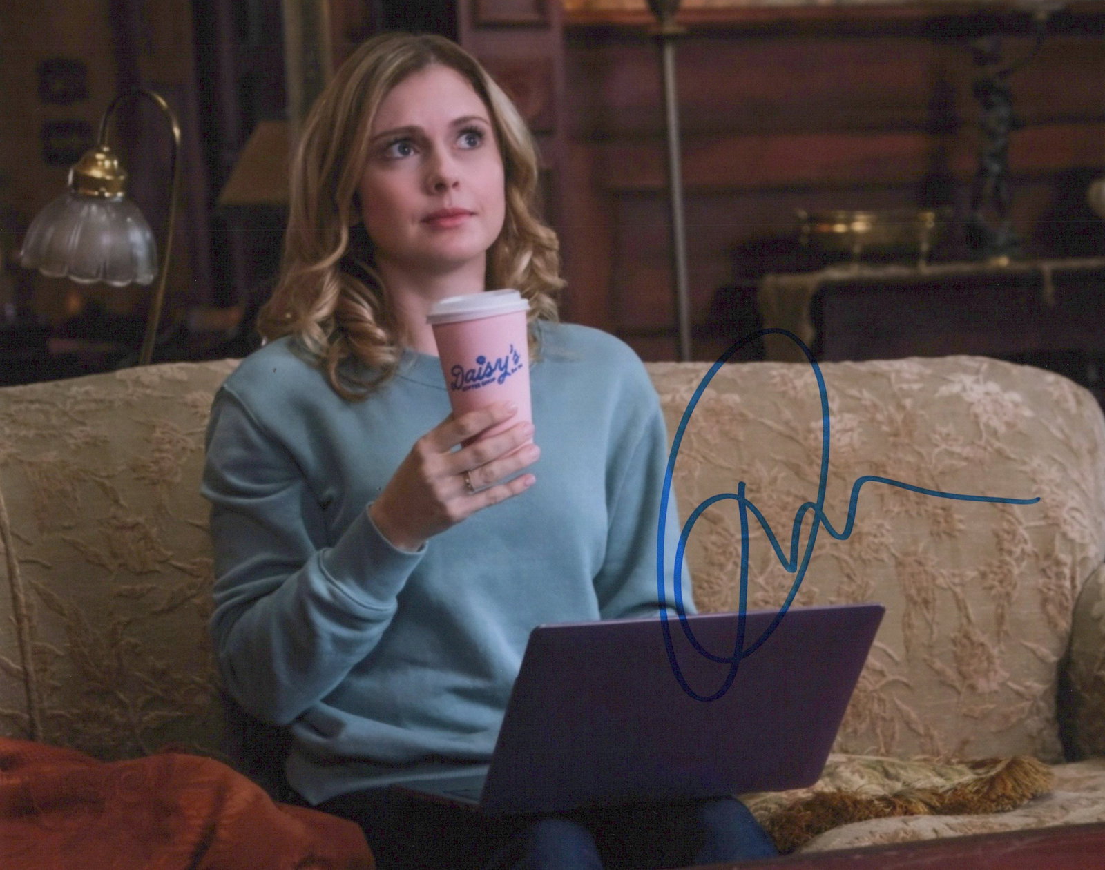 Rose McIver GHOSTS In Person Signed Photo: Photo size is 8x10. Rose McIver in person signed photo from the TV series GHOSTS. Rose McIver as the character Samantha.