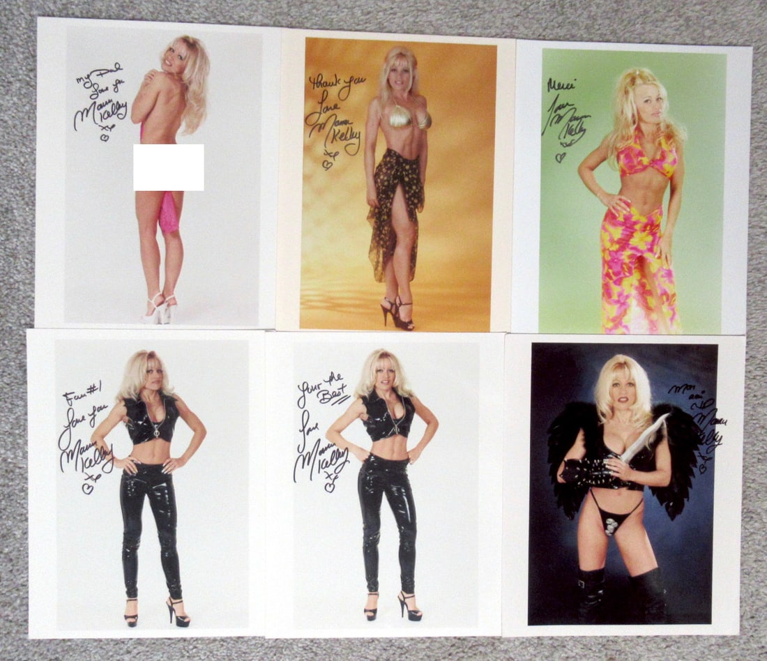 (6) Manon Kelly SEXY In Peson Signed Photos Lot #1: All photos in this lot are 8x10. Manon Kelley in persons signed photo. Manon Kelly is a Canadian actress known for her roles in Tromeo and Juliet (1996), Somewhere in the City (1998), and Red Lips II 